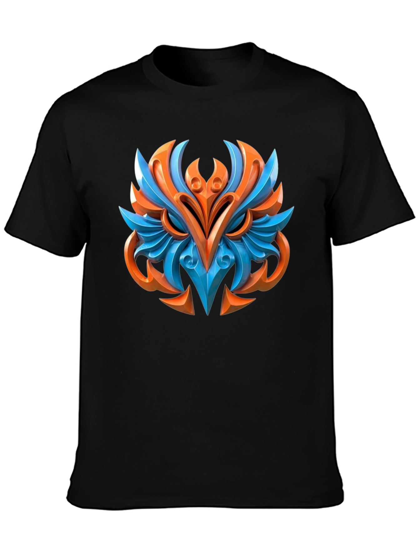 Abstract Owl Graphic Print Black T-Shirt