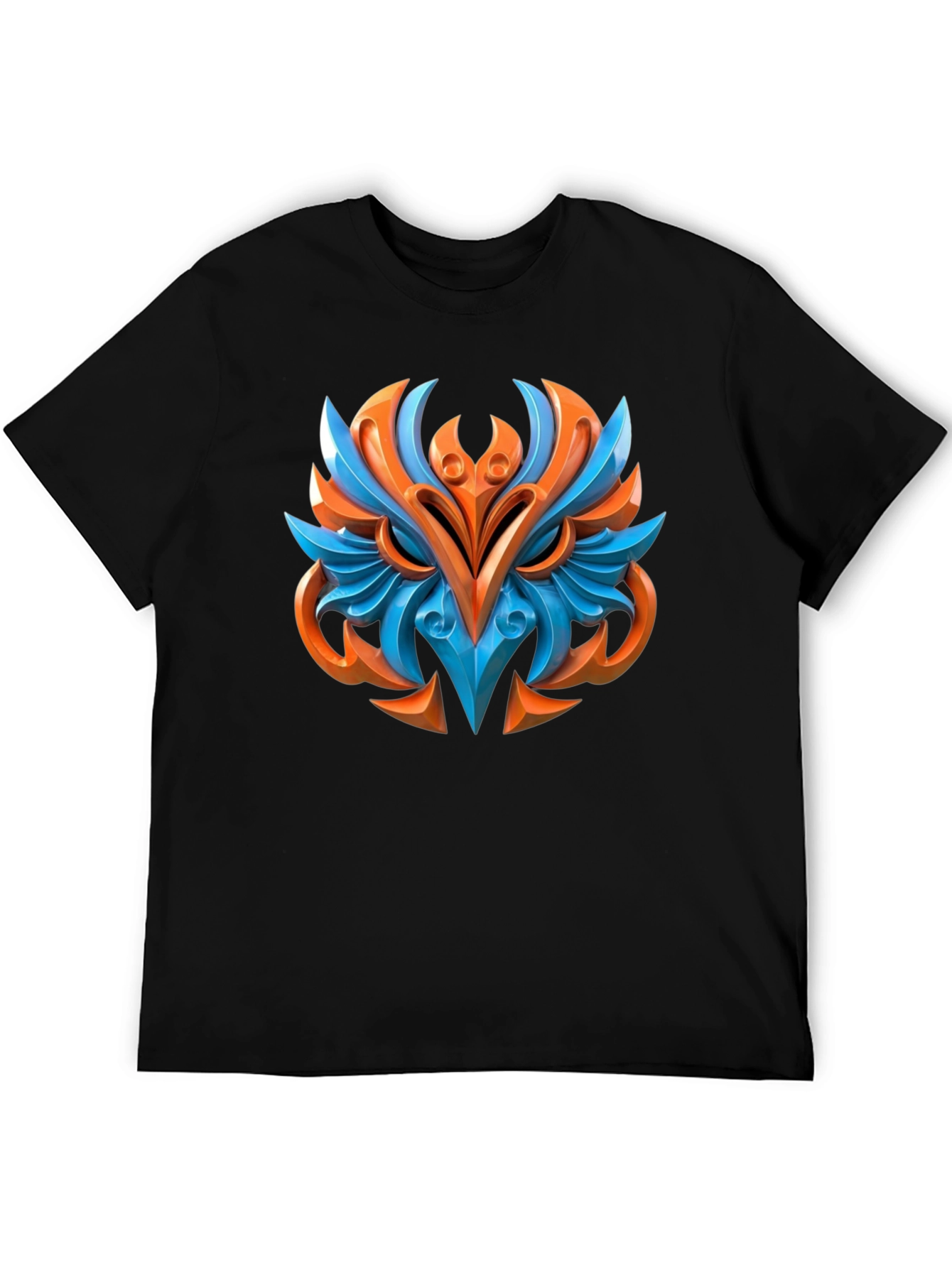Abstract Owl Graphic Print Black T-Shirt