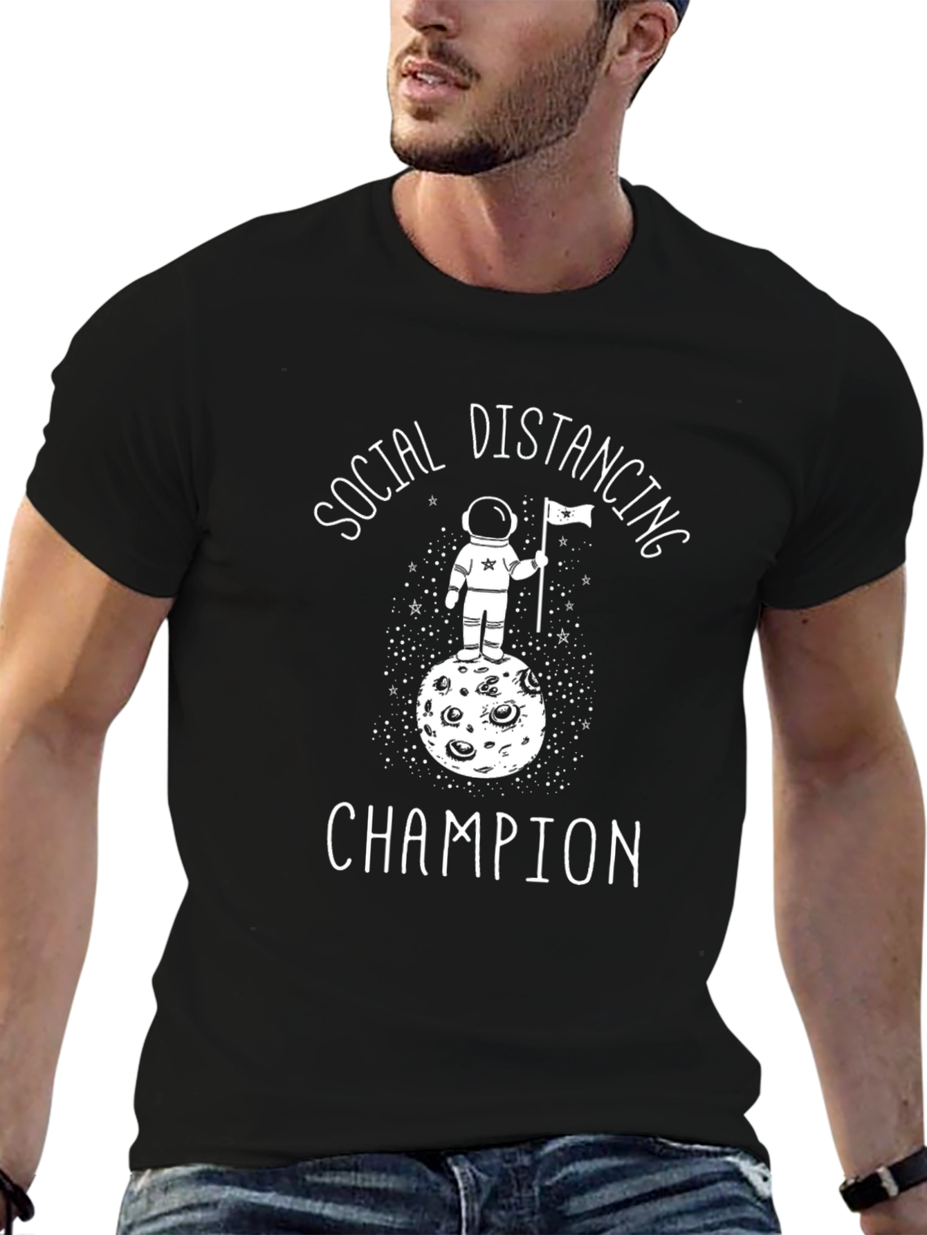 Social Distancing Champion Black T-Shirt