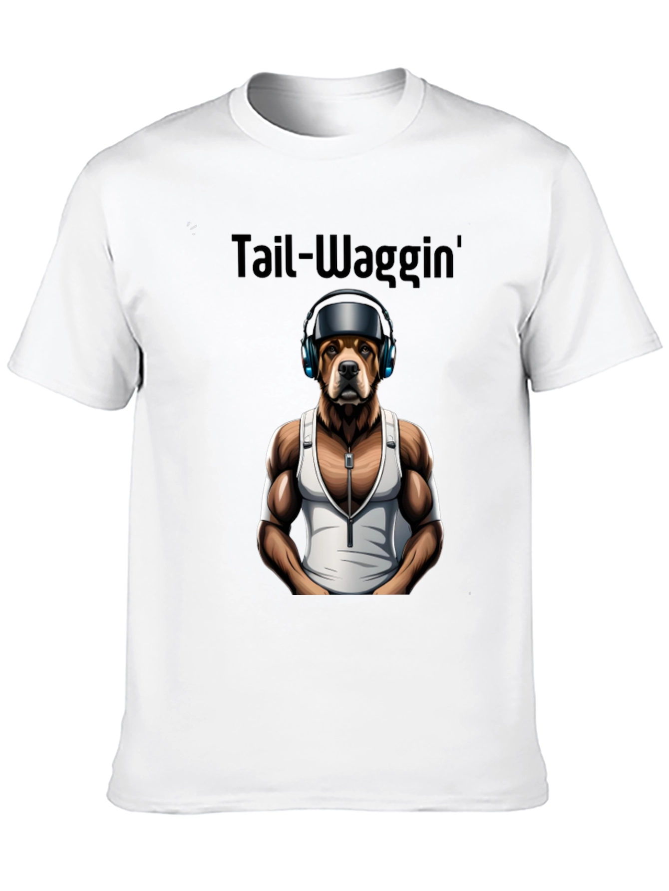 Tail-Waggin Dog in Headphones Graphic Tee