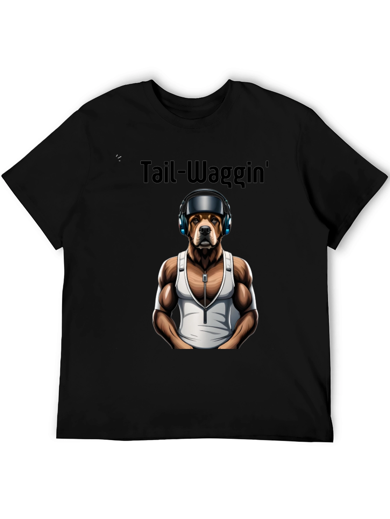 Tail-Waggin Dog in Headphones Graphic Tee