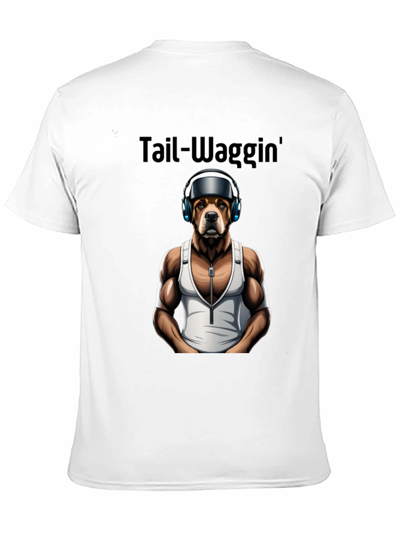 Tail-Waggin Dog in Headphones Graphic Tee