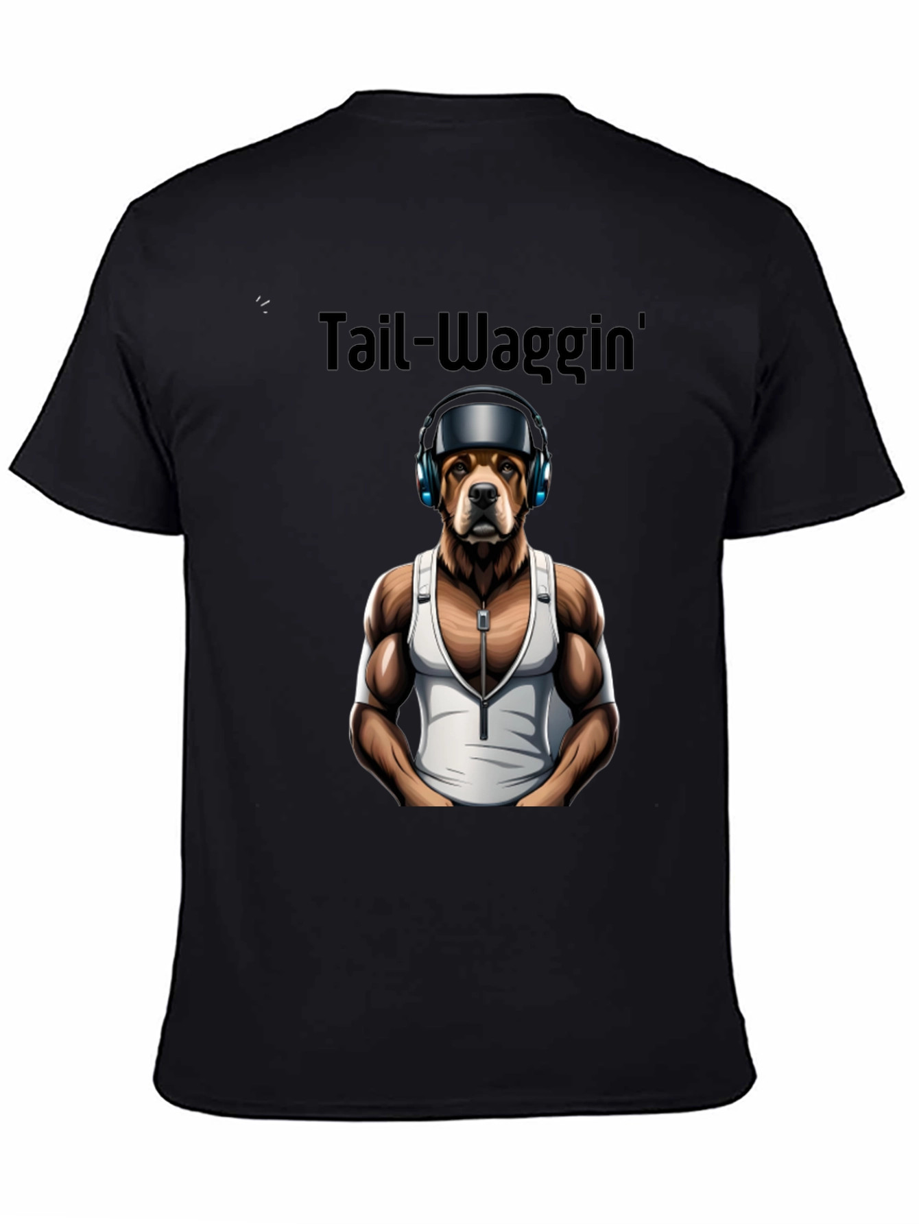 Tail-Waggin Dog in Headphones Graphic Tee