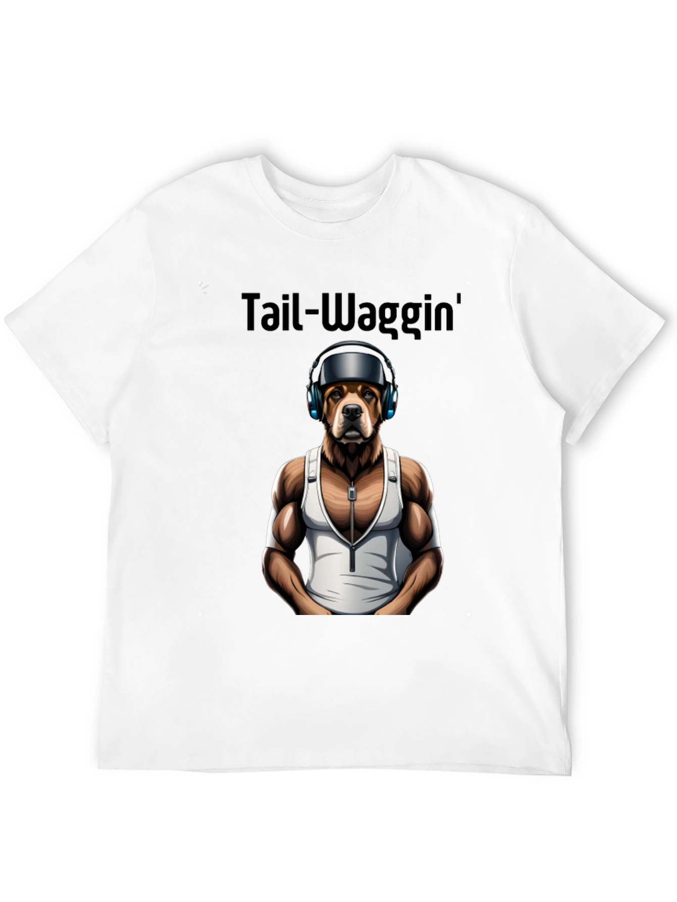 Tail-Waggin Dog in Headphones Graphic Tee