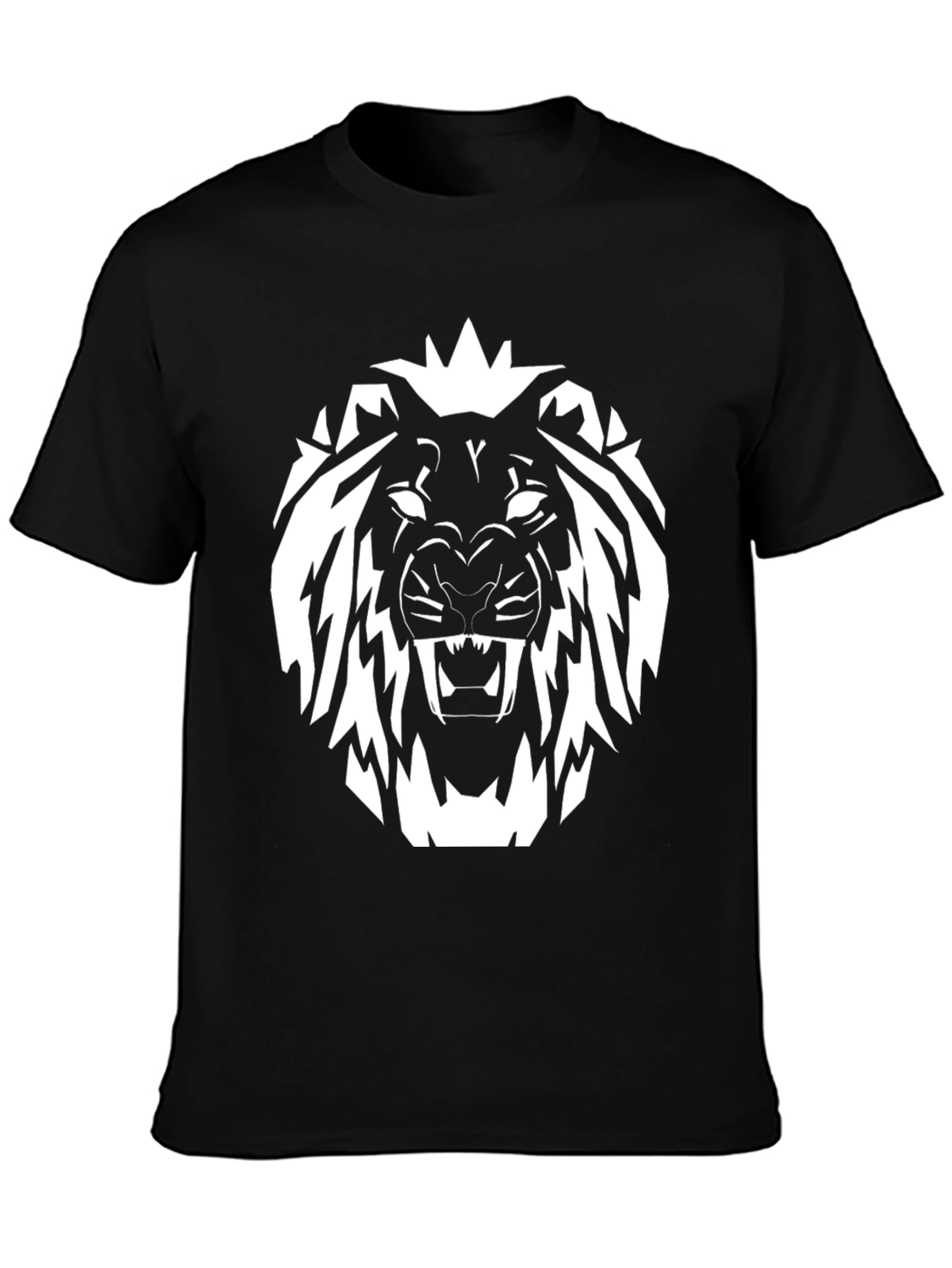 Black T-Shirt with White Lion Graphic