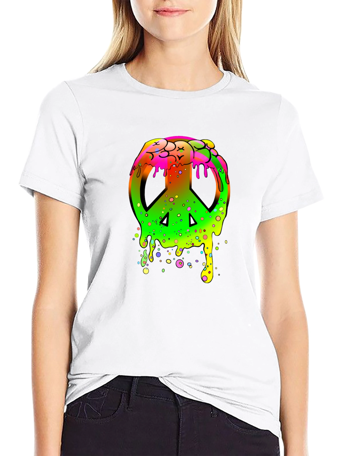 Peace Sign Drip Graphic T-Shirt