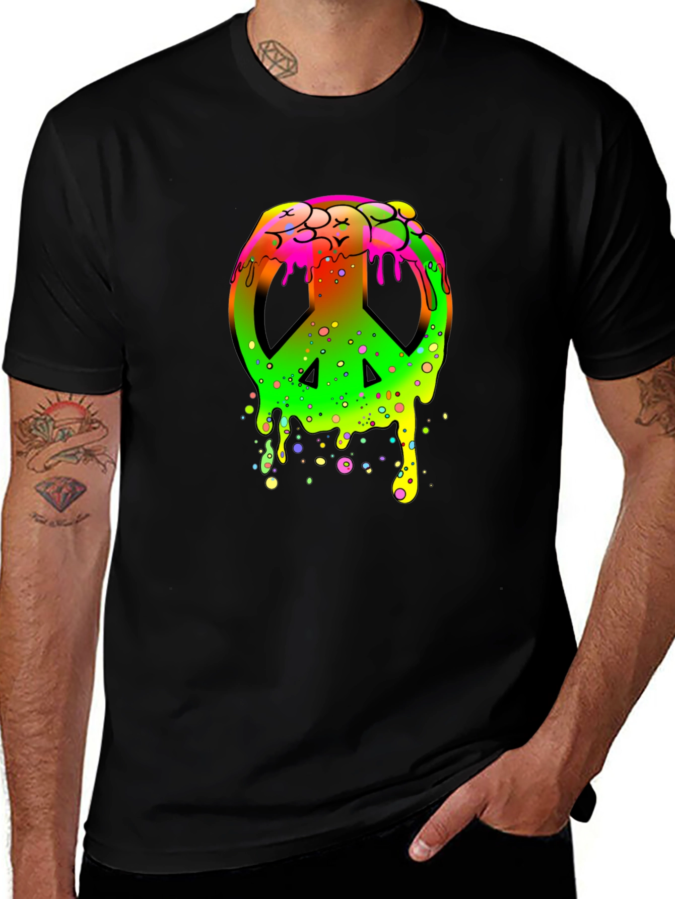 Peace Sign Drip Graphic T-Shirt