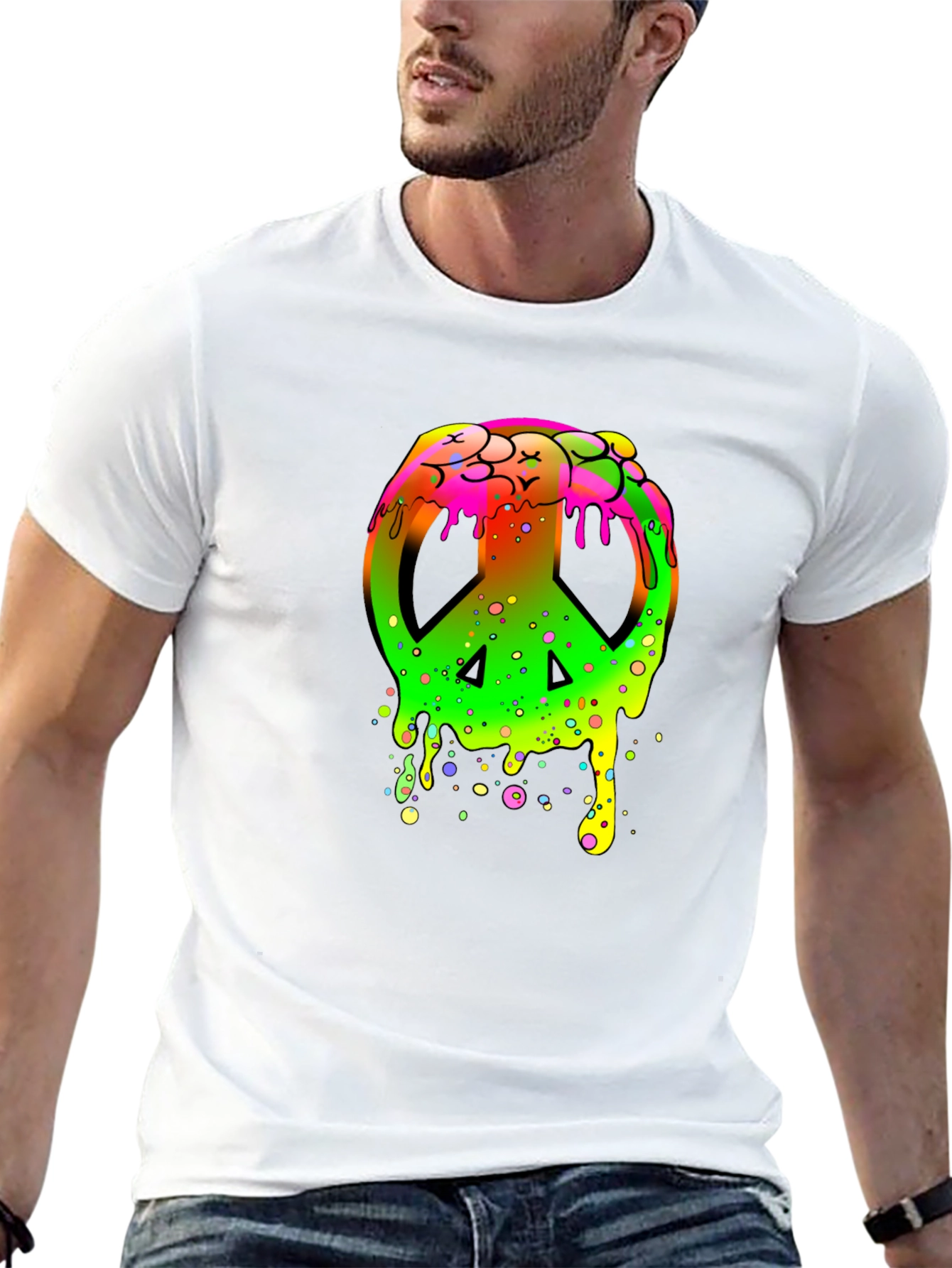 Peace Sign Drip Graphic T-Shirt