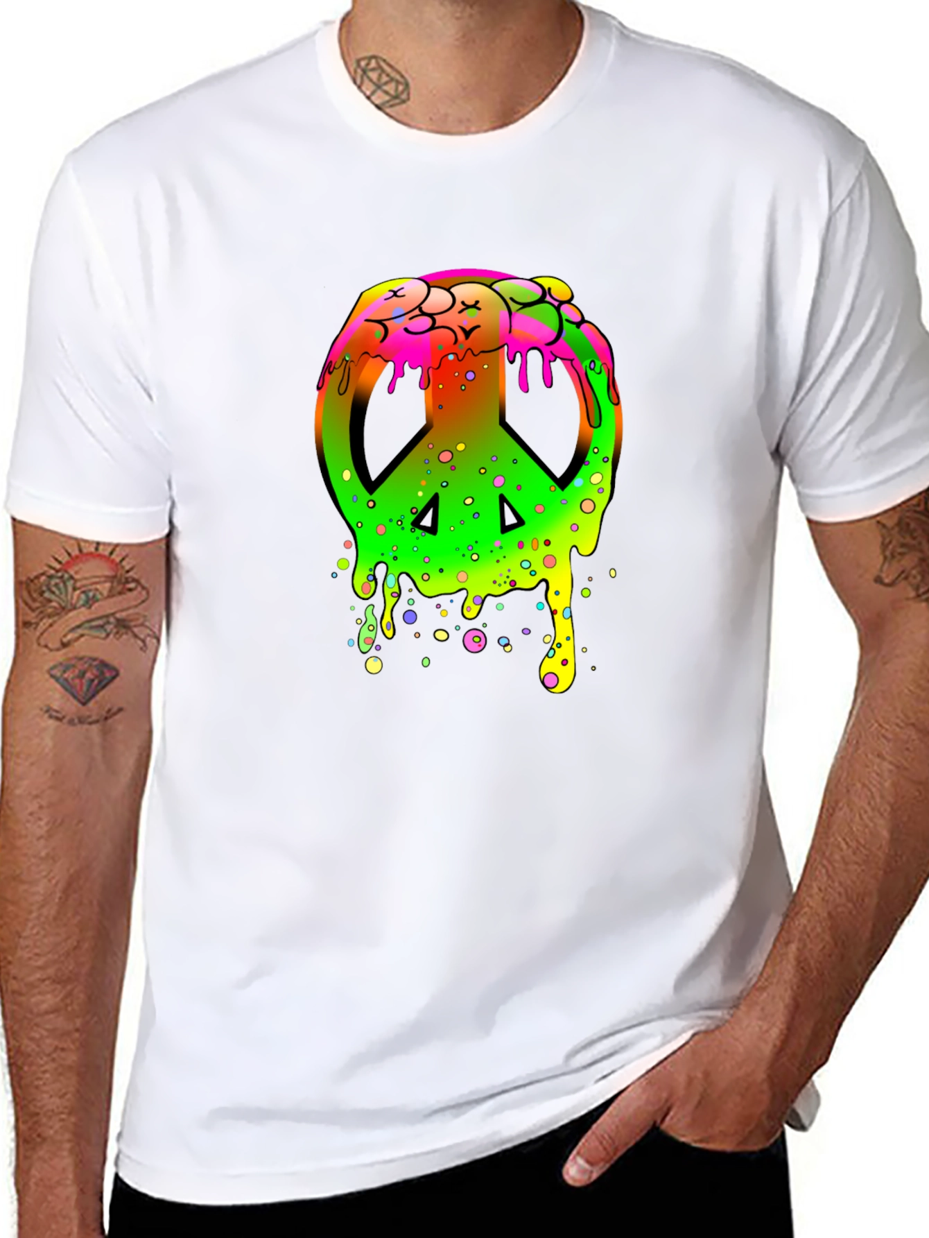 Peace Sign Drip Graphic T-Shirt