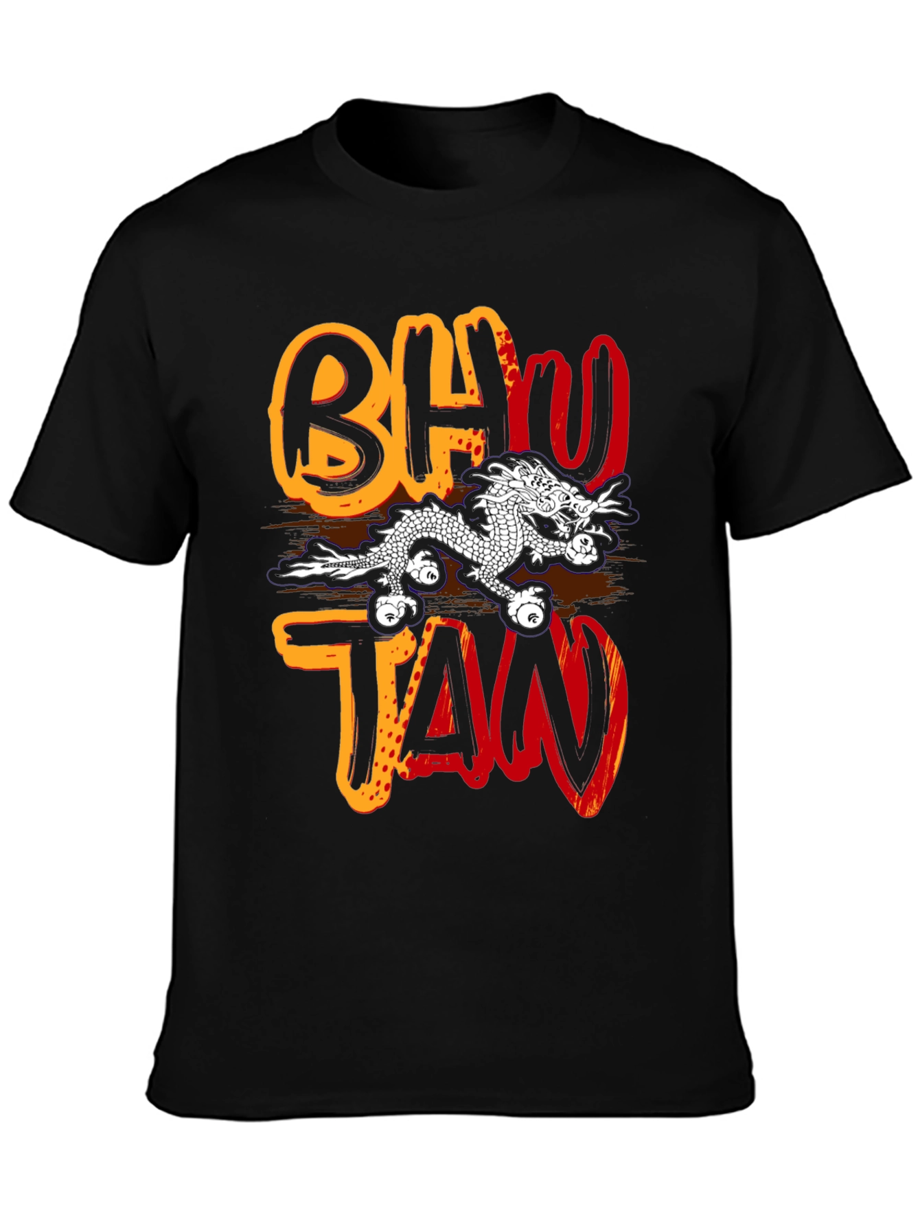 Bhutan Dragon Graphic T-Shirt - Stylish Black Tee