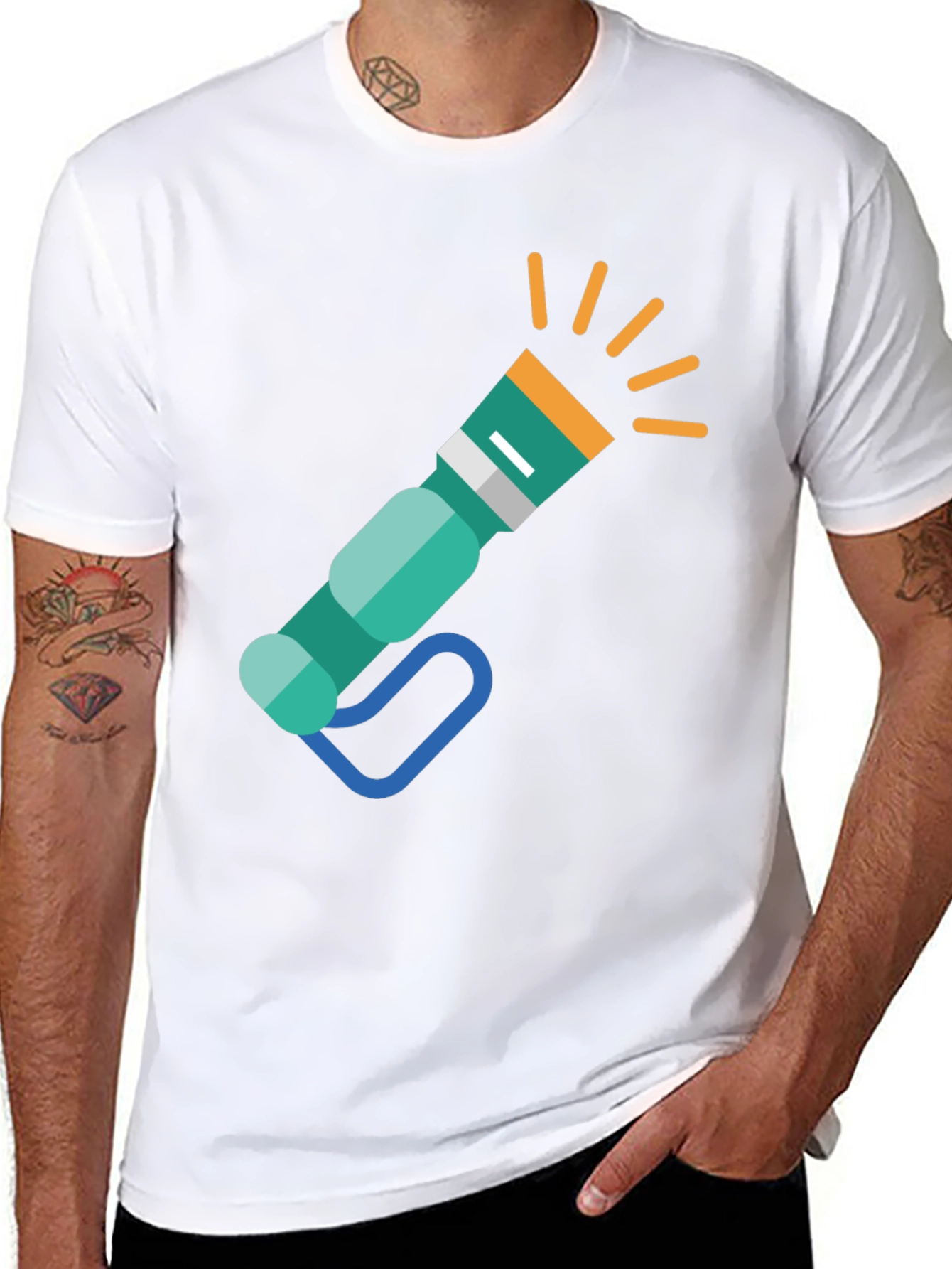 Flashlight Graphic Tee - Novelty Black T-Shirt