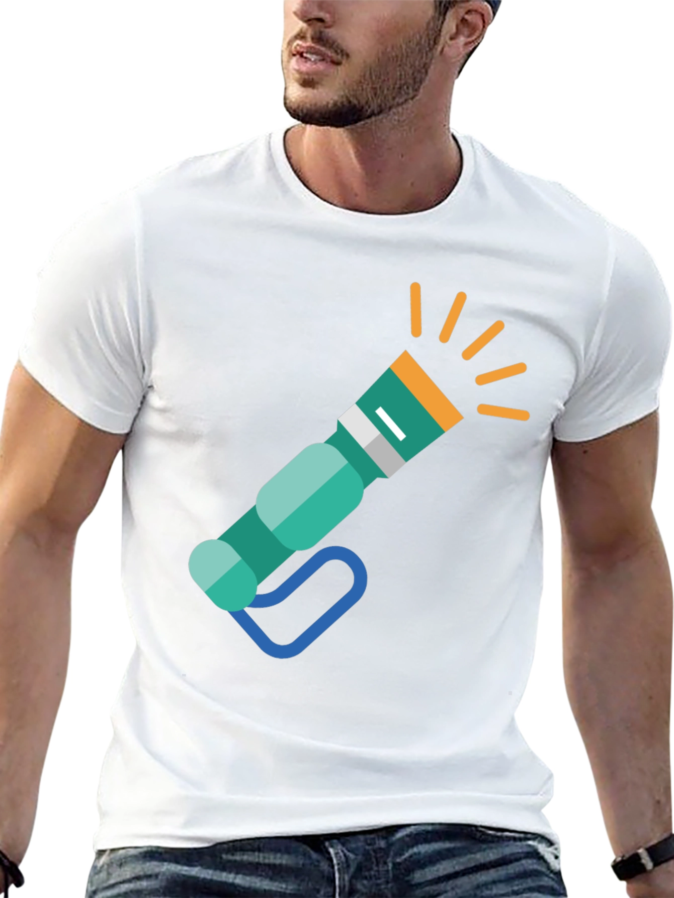 Flashlight Graphic Tee - Novelty Black T-Shirt