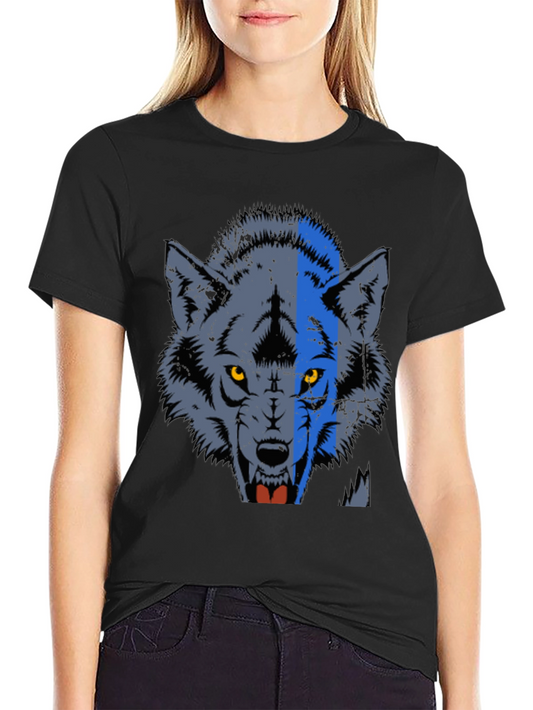 Wolf Graphic Print Crew Neck Tee