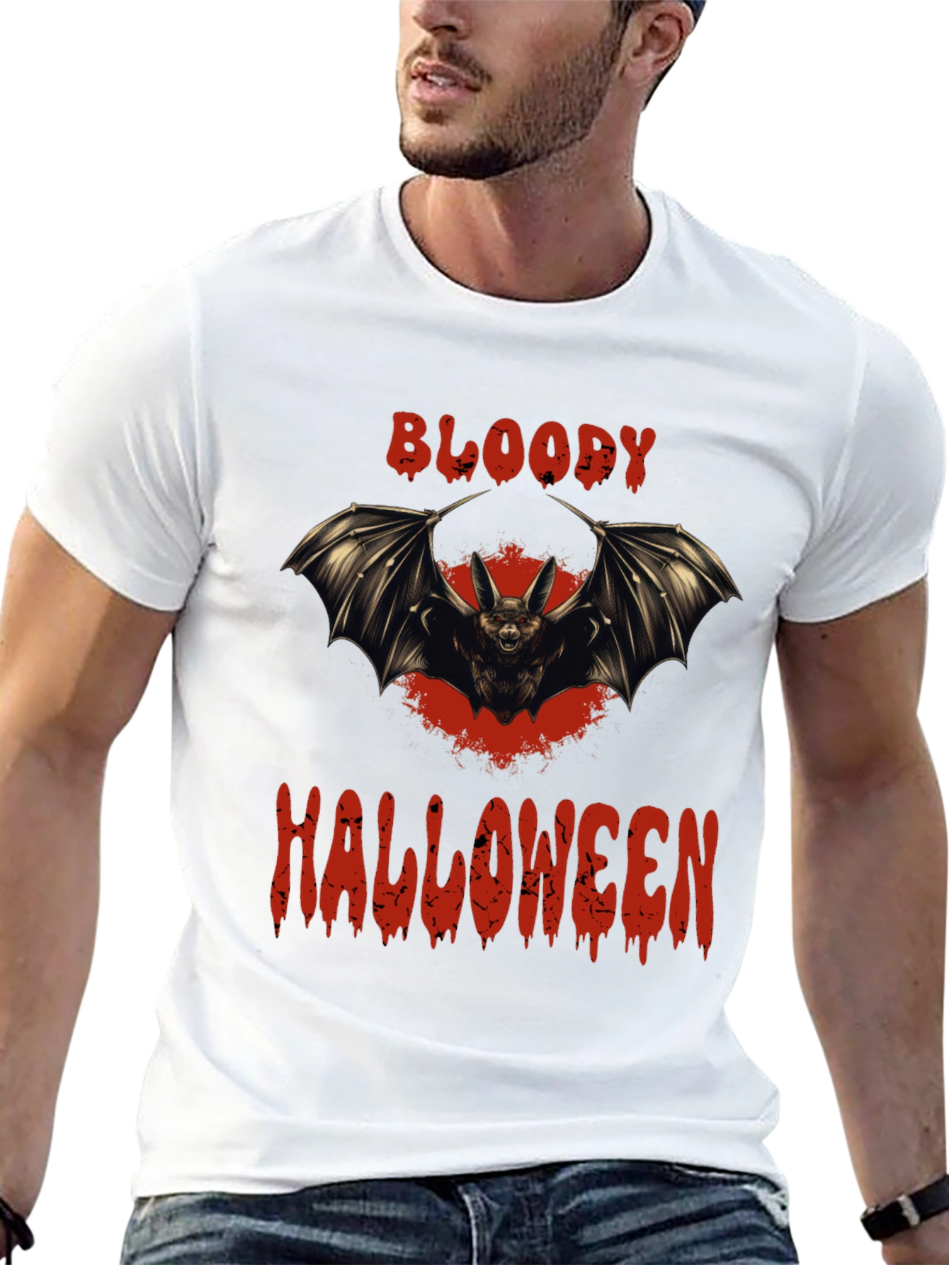 Bloody Halloween Bat Graphic T-Shirt