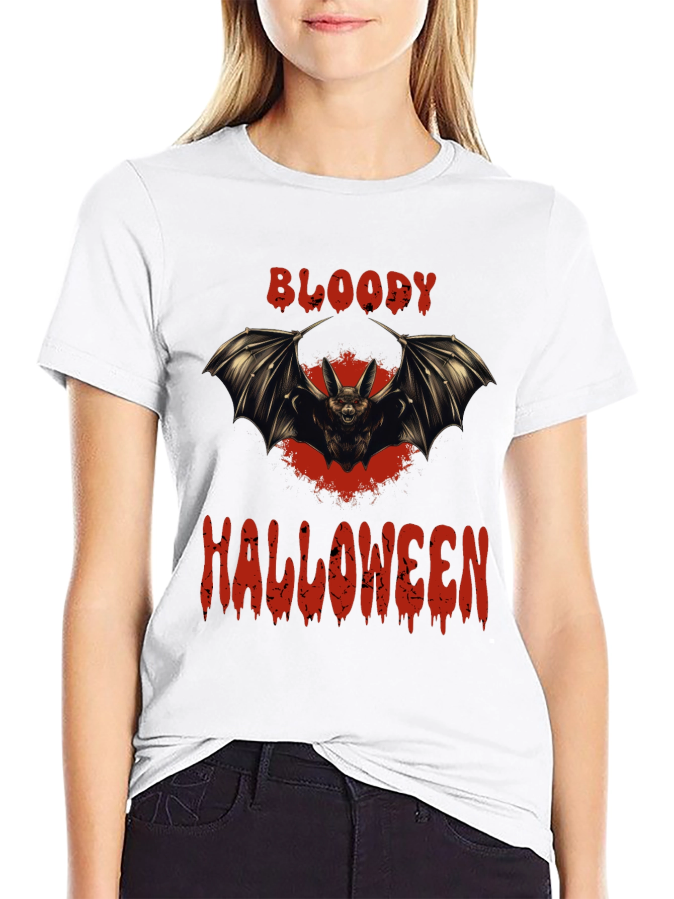 Bloody Halloween Bat Graphic T-Shirt