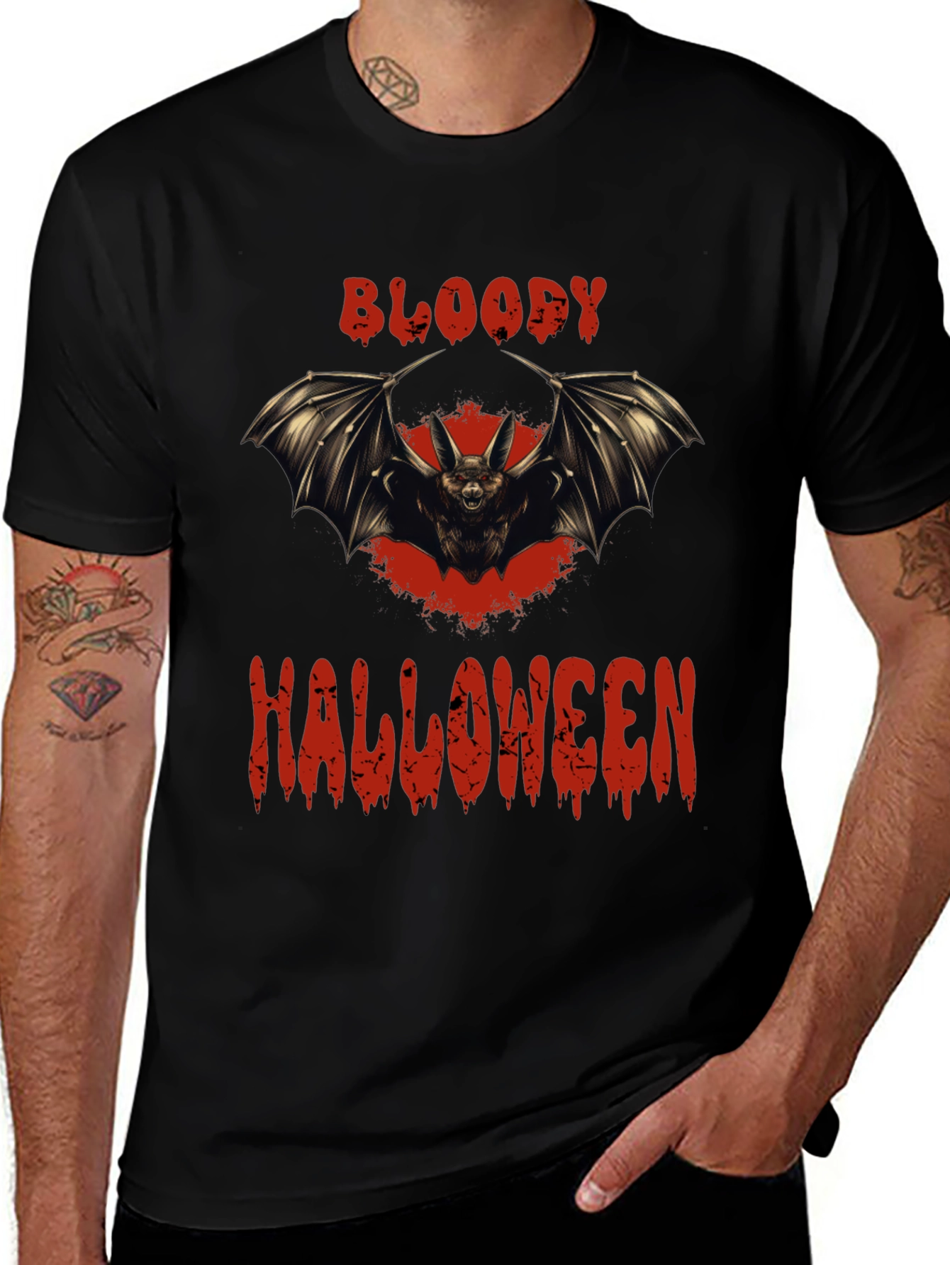 Bloody Halloween Bat Graphic T-Shirt