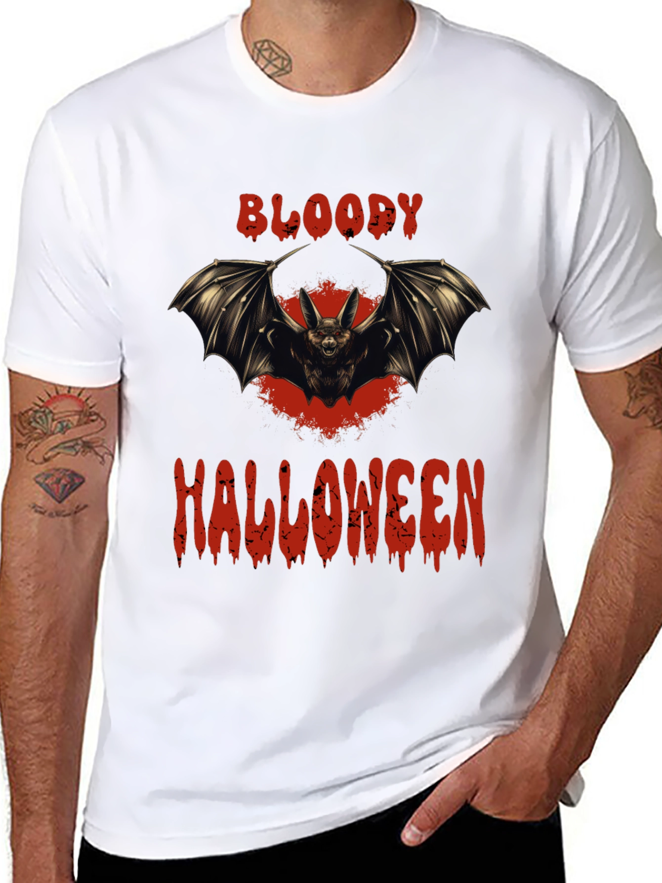 Bloody Halloween Bat Graphic T-Shirt