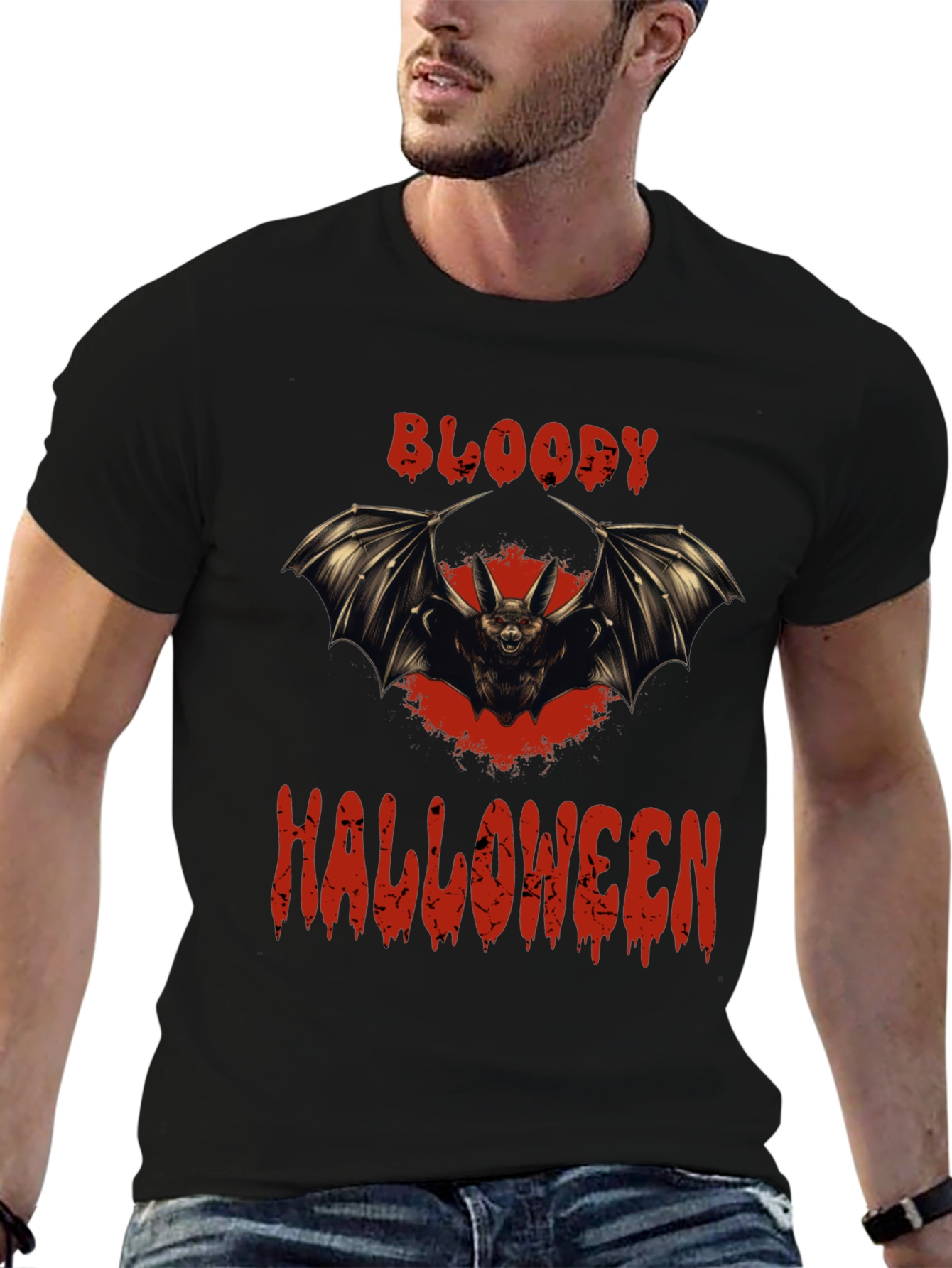 Bloody Halloween Bat Graphic T-Shirt