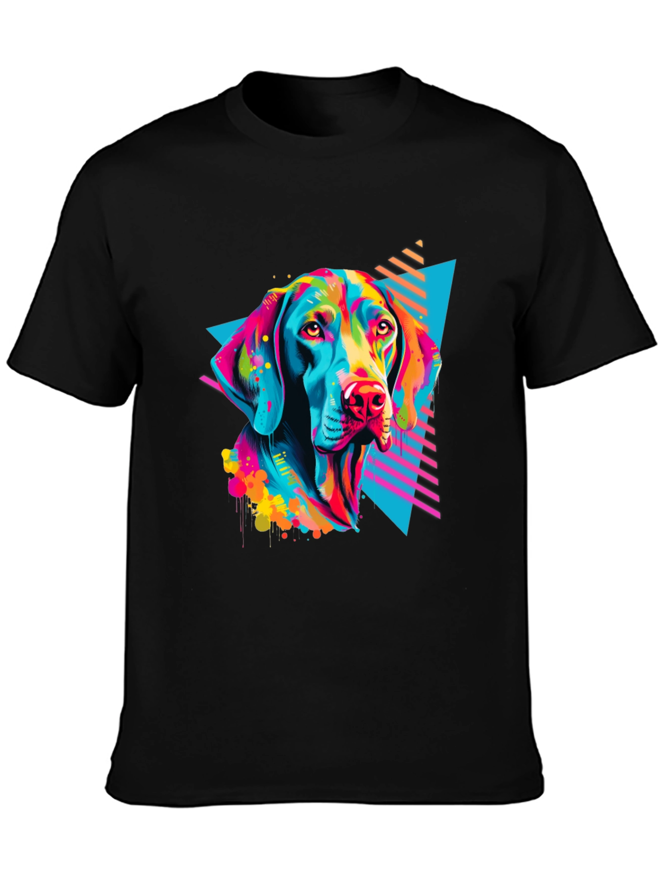 Vibrant Dog Graphic T-Shirt - Bold 80s Style
