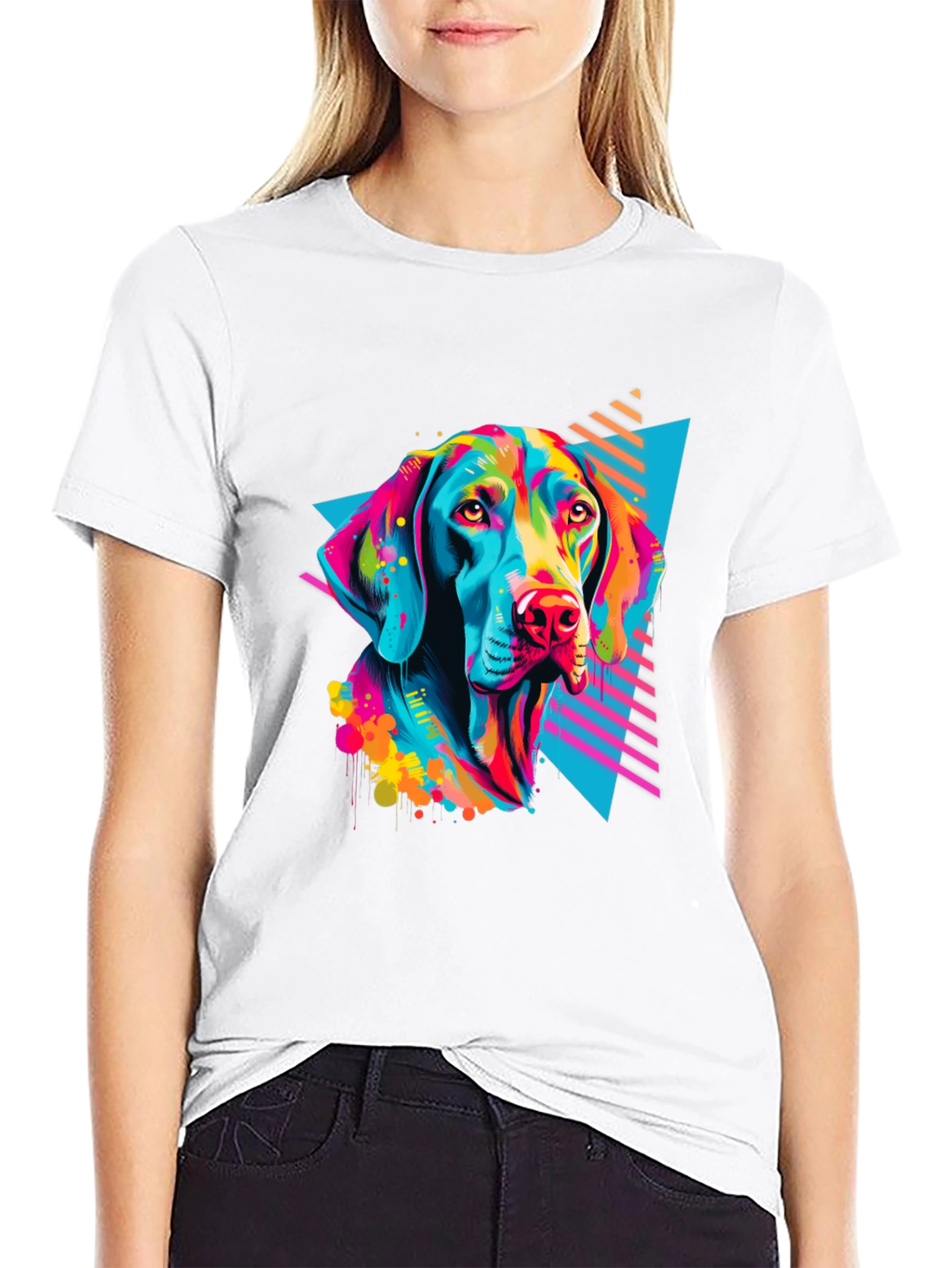 Vibrant Dog Graphic T-Shirt - Bold 80s Style