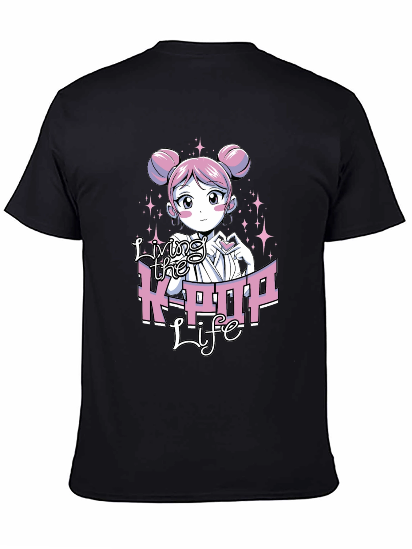 Living the K-POP Life Black Graphic Tee
