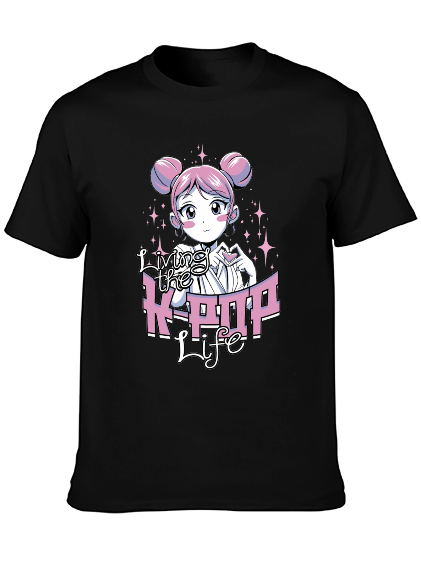 Living the K-POP Life Black Graphic Tee