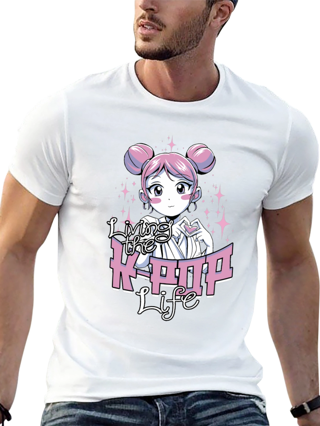 Living the K-POP Life Black Graphic Tee