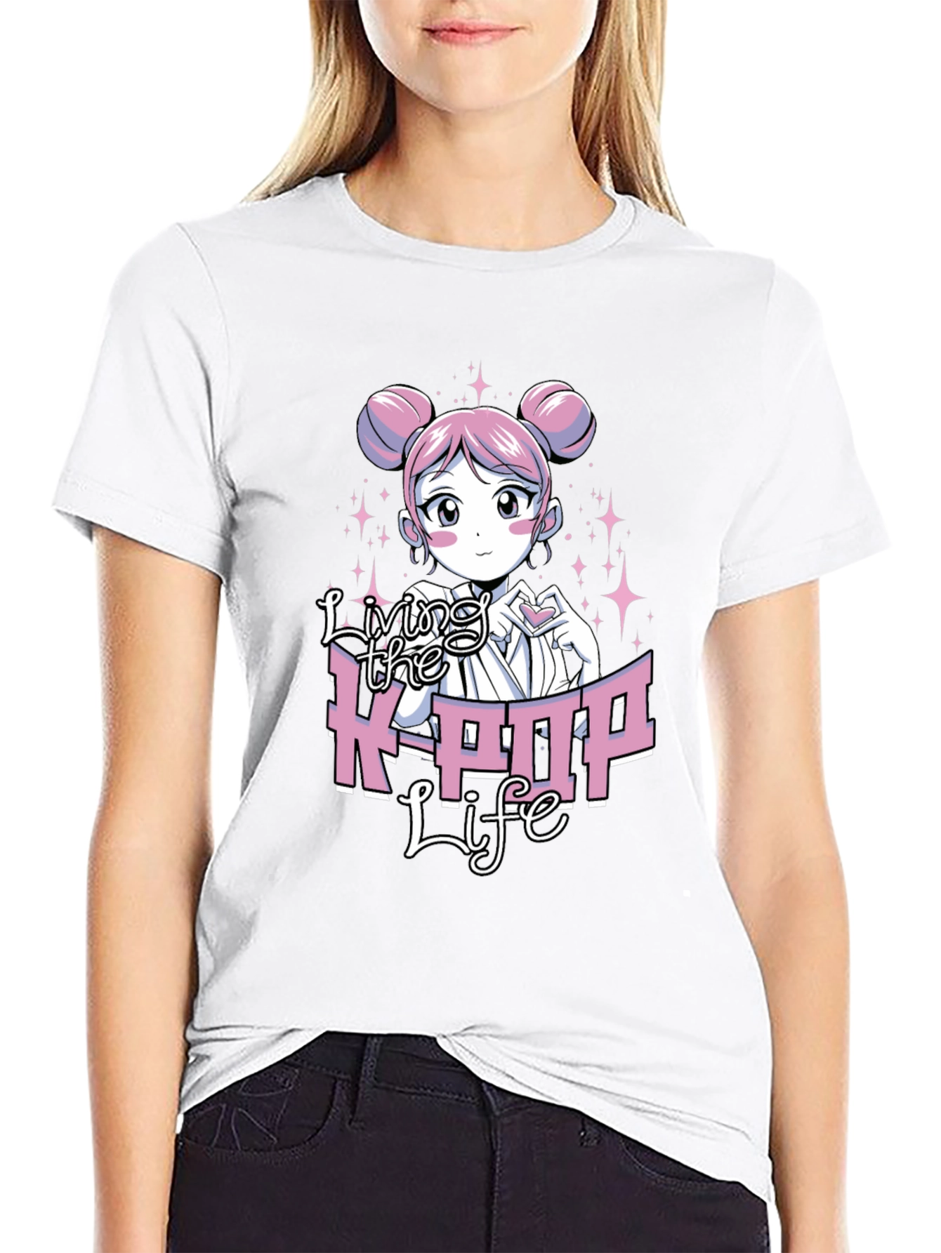Living the K-POP Life Black Graphic Tee