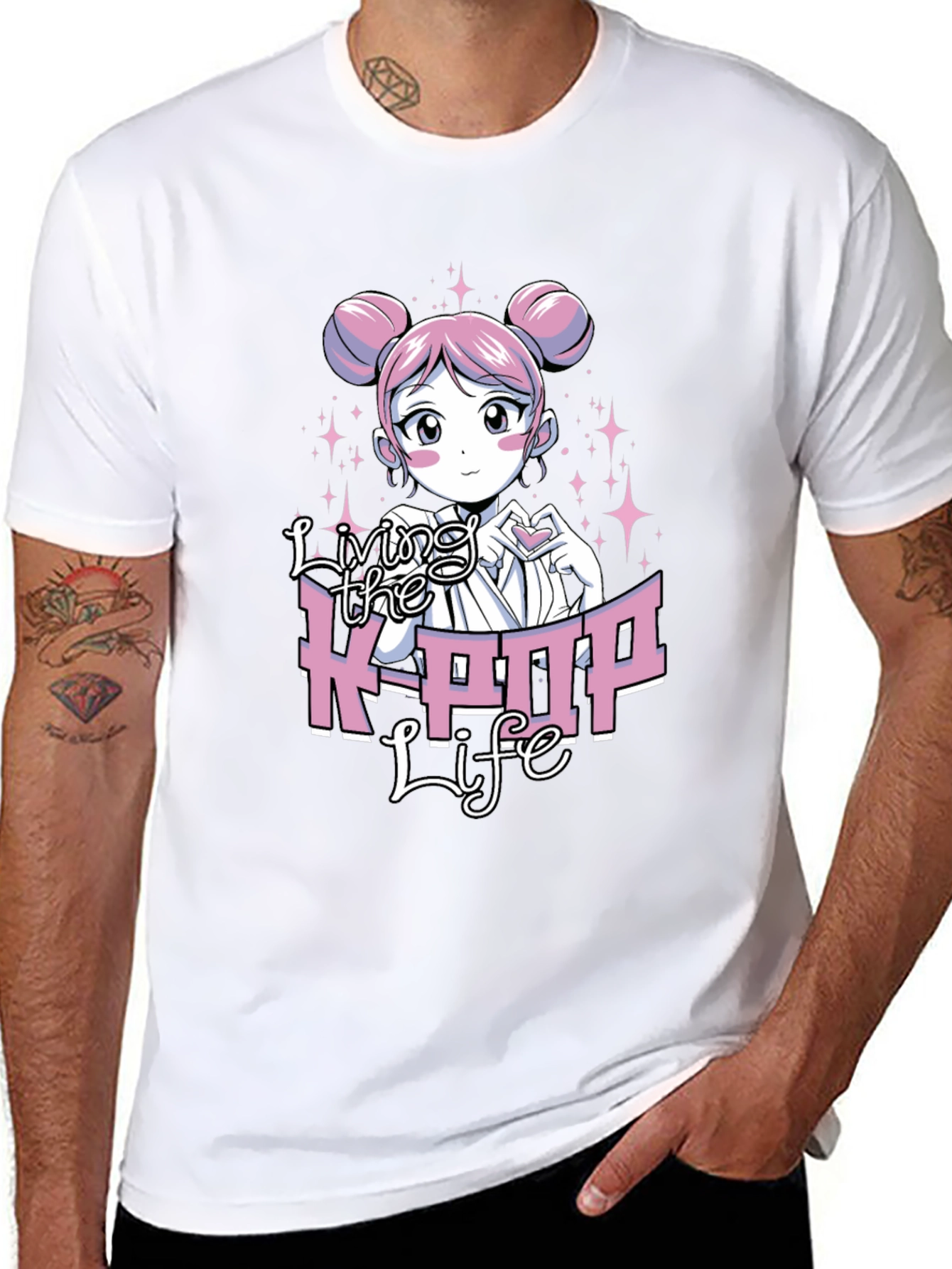 Living the K-POP Life Black Graphic Tee
