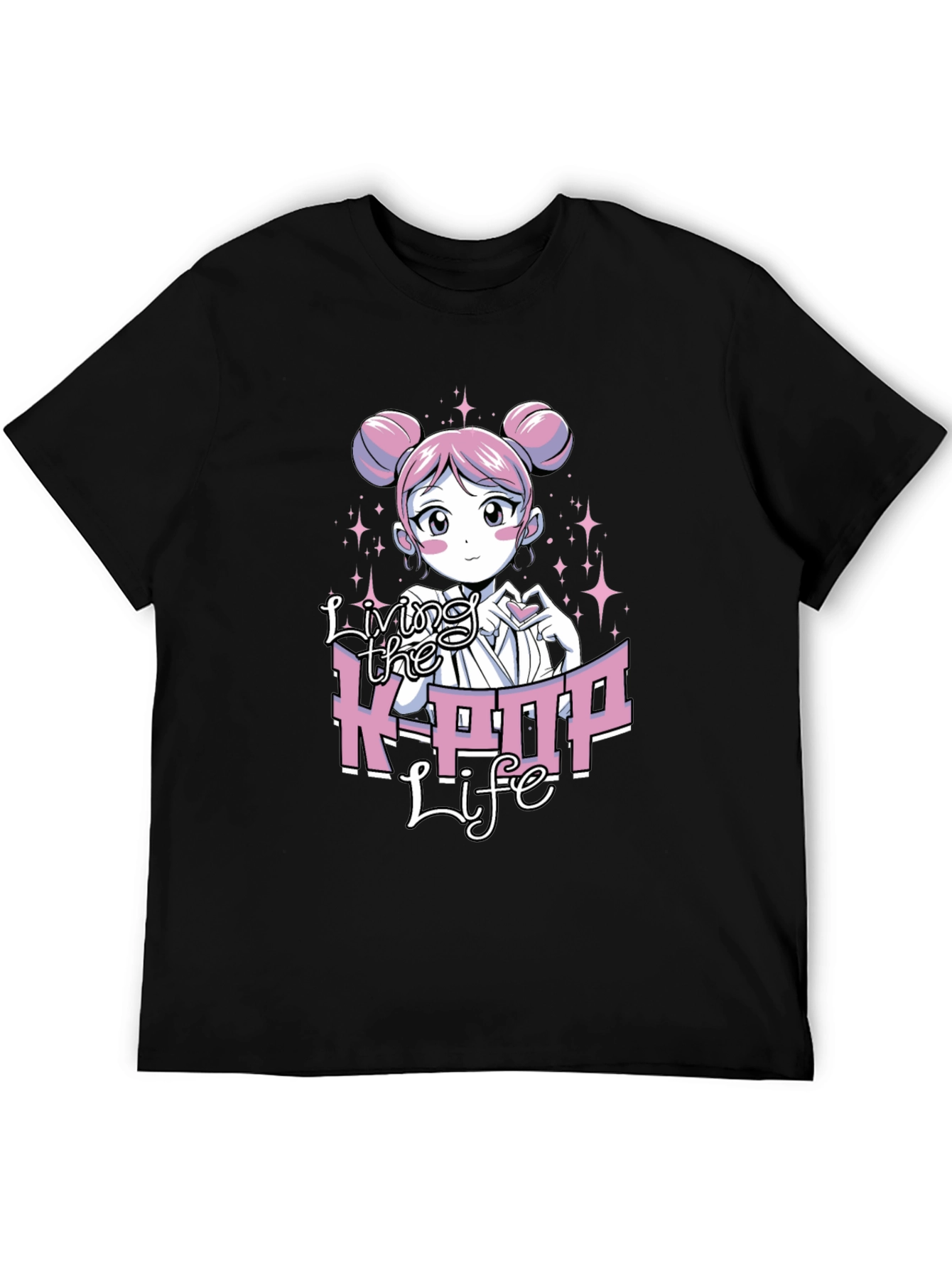 Living the K-POP Life Black Graphic Tee