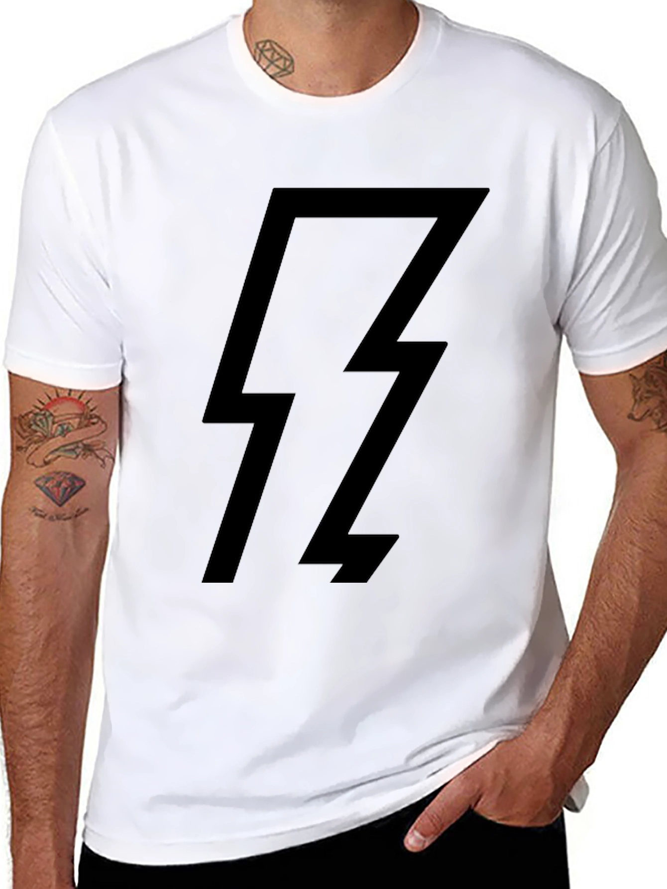 Black Lightning Bolt Graphic T-Shirt - Casual Style