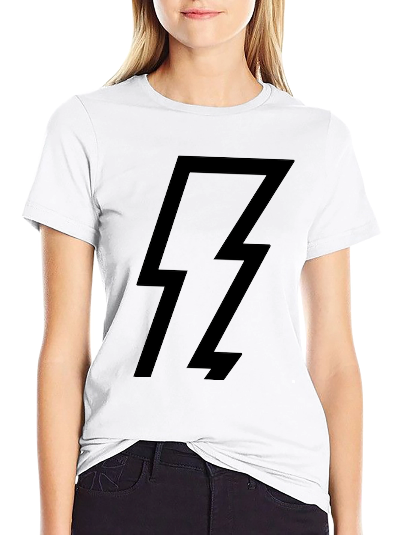 Black Lightning Bolt Graphic T-Shirt - Casual Style