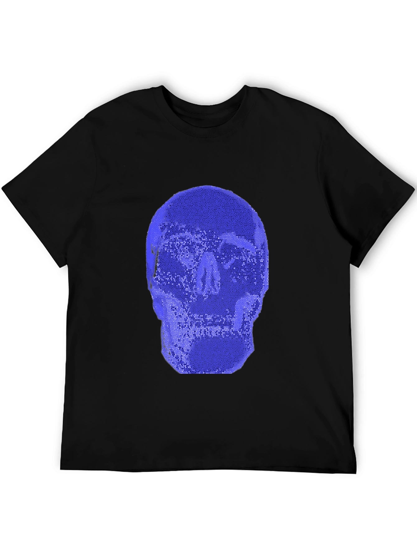 Blue Skull Graphic Black T-Shirt