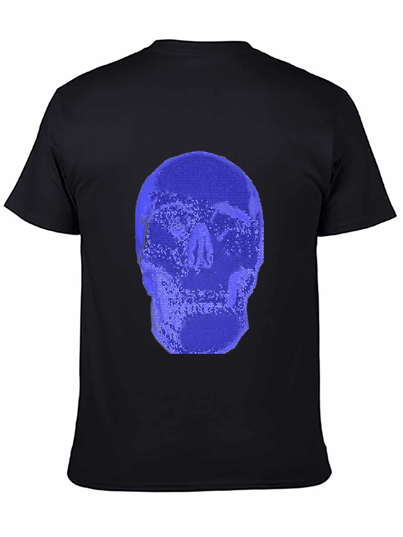 Blue Skull Graphic Black T-Shirt