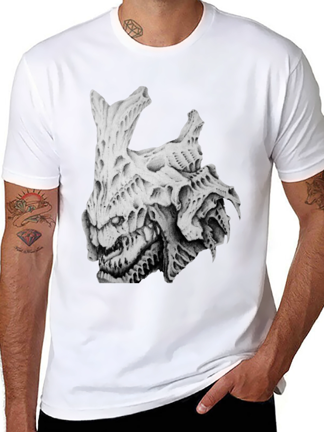 Horror Skull Graphic Print Black T-Shirt