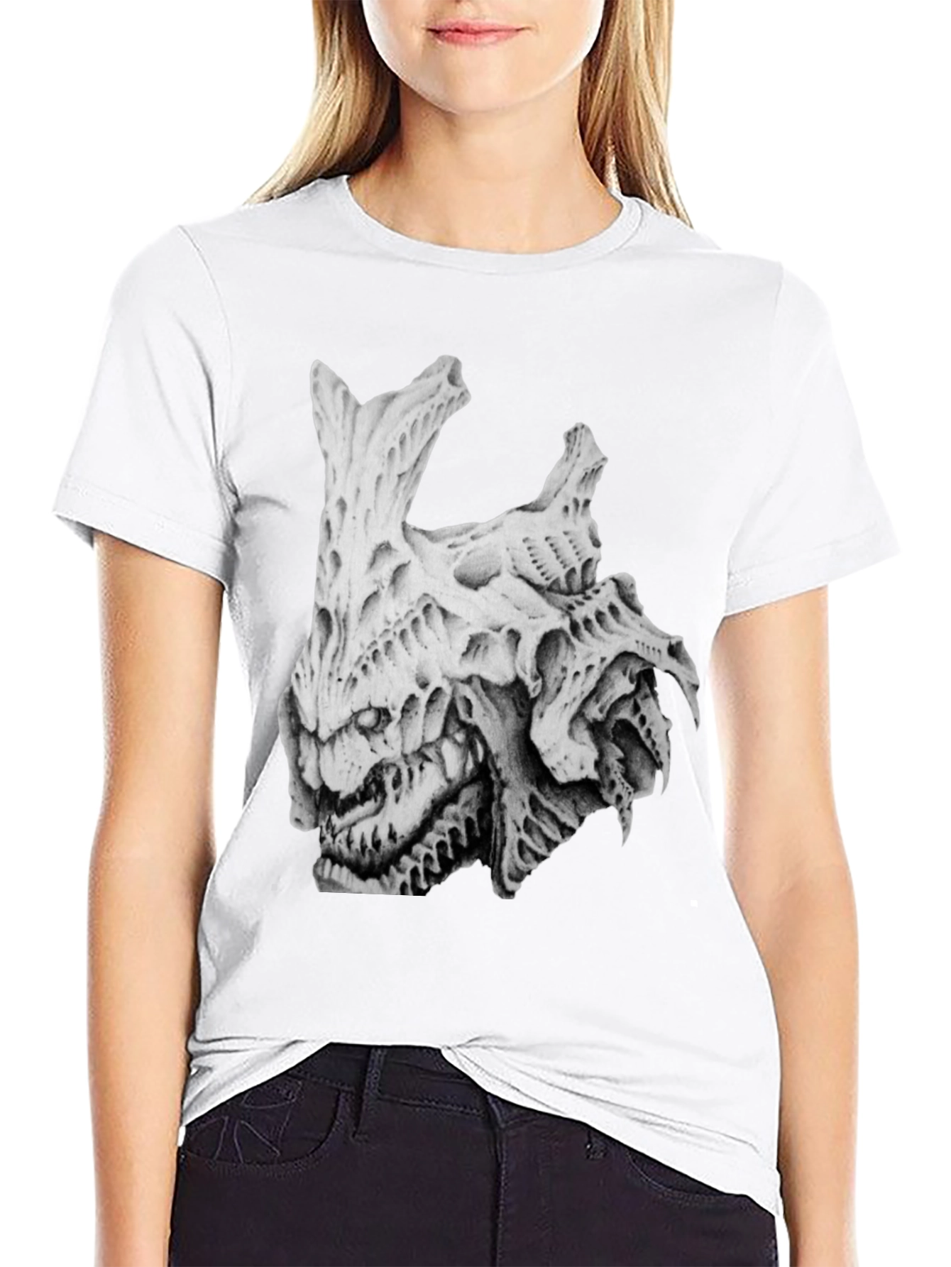 Horror Skull Graphic Print Black T-Shirt