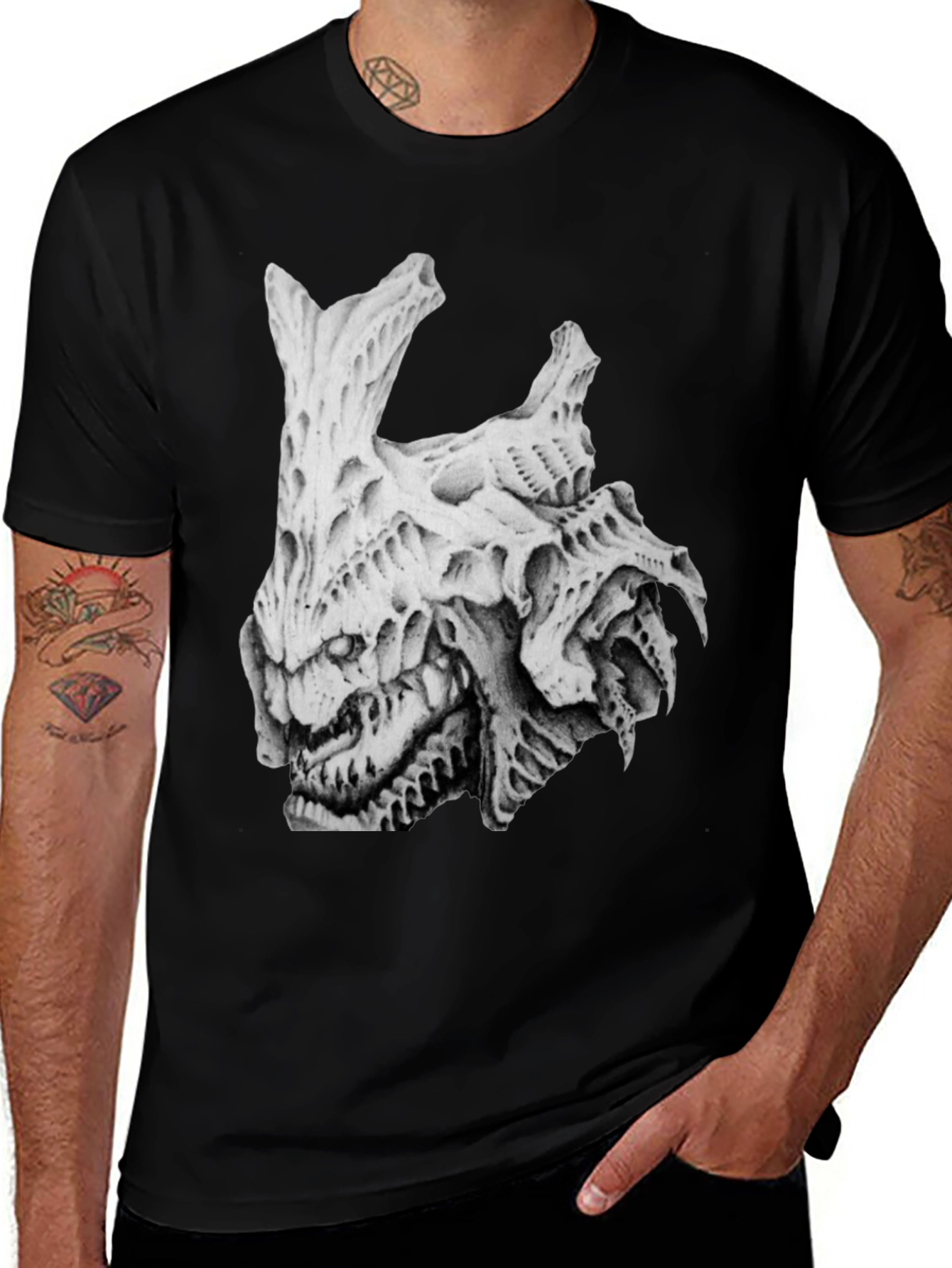 Horror Skull Graphic Print Black T-Shirt