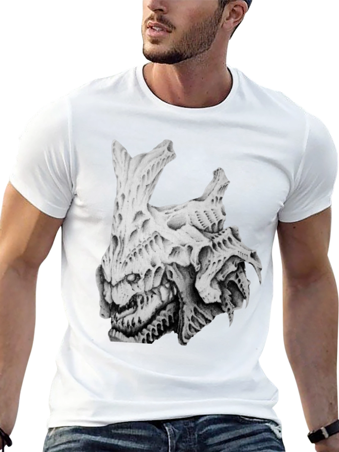 Horror Skull Graphic Print Black T-Shirt