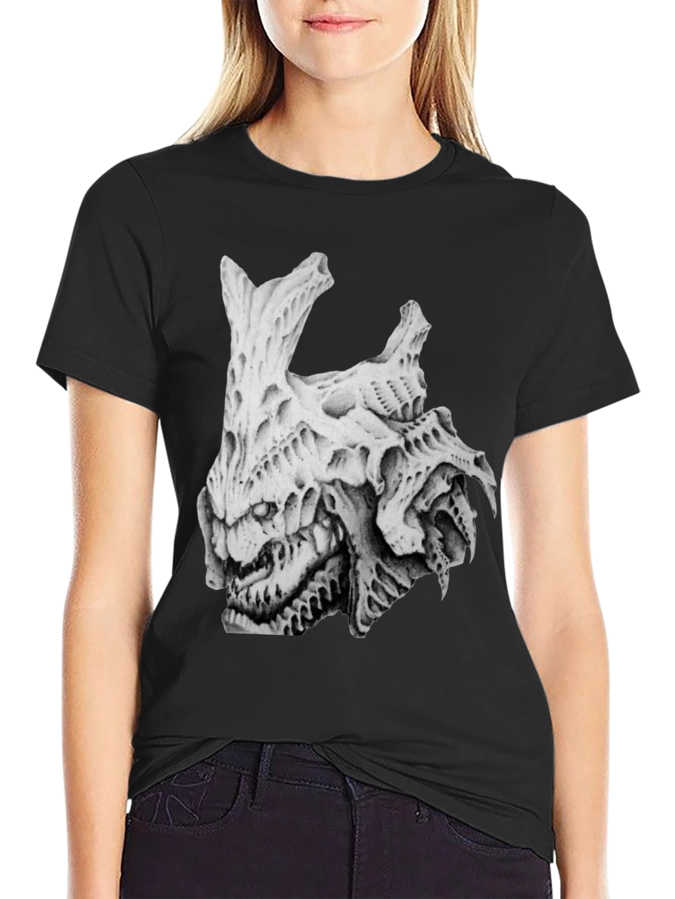 Horror Skull Graphic Print Black T-Shirt