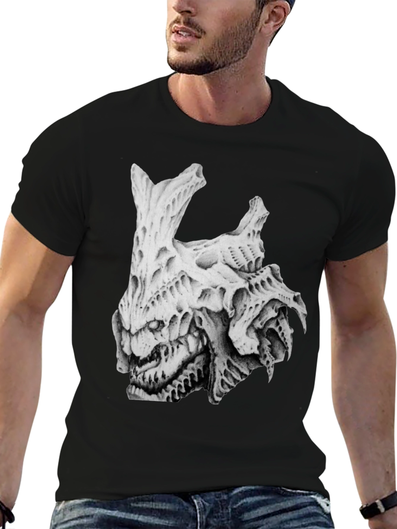Horror Skull Graphic Print Black T-Shirt