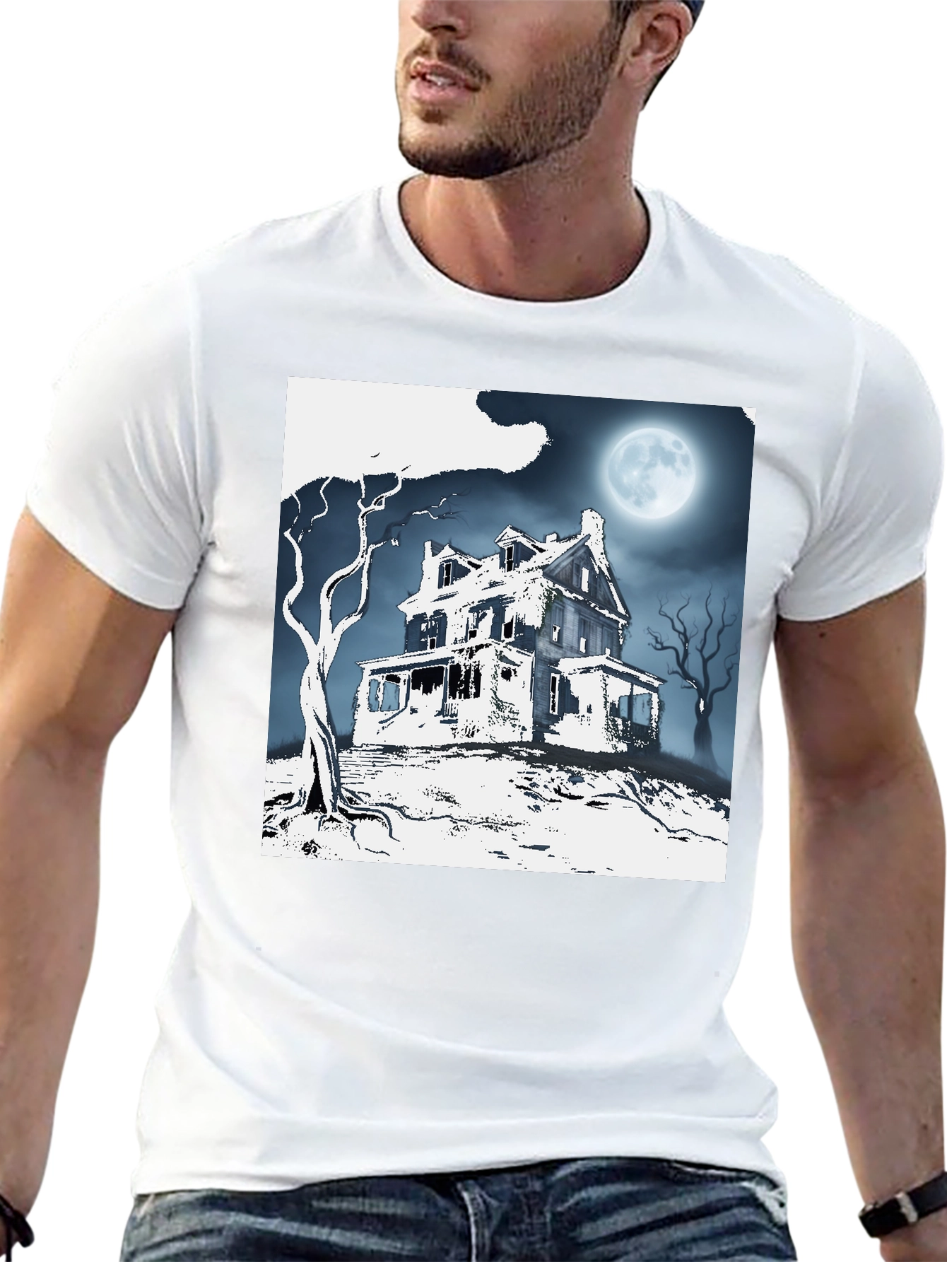 Spooky Haunted House Graphic Tee