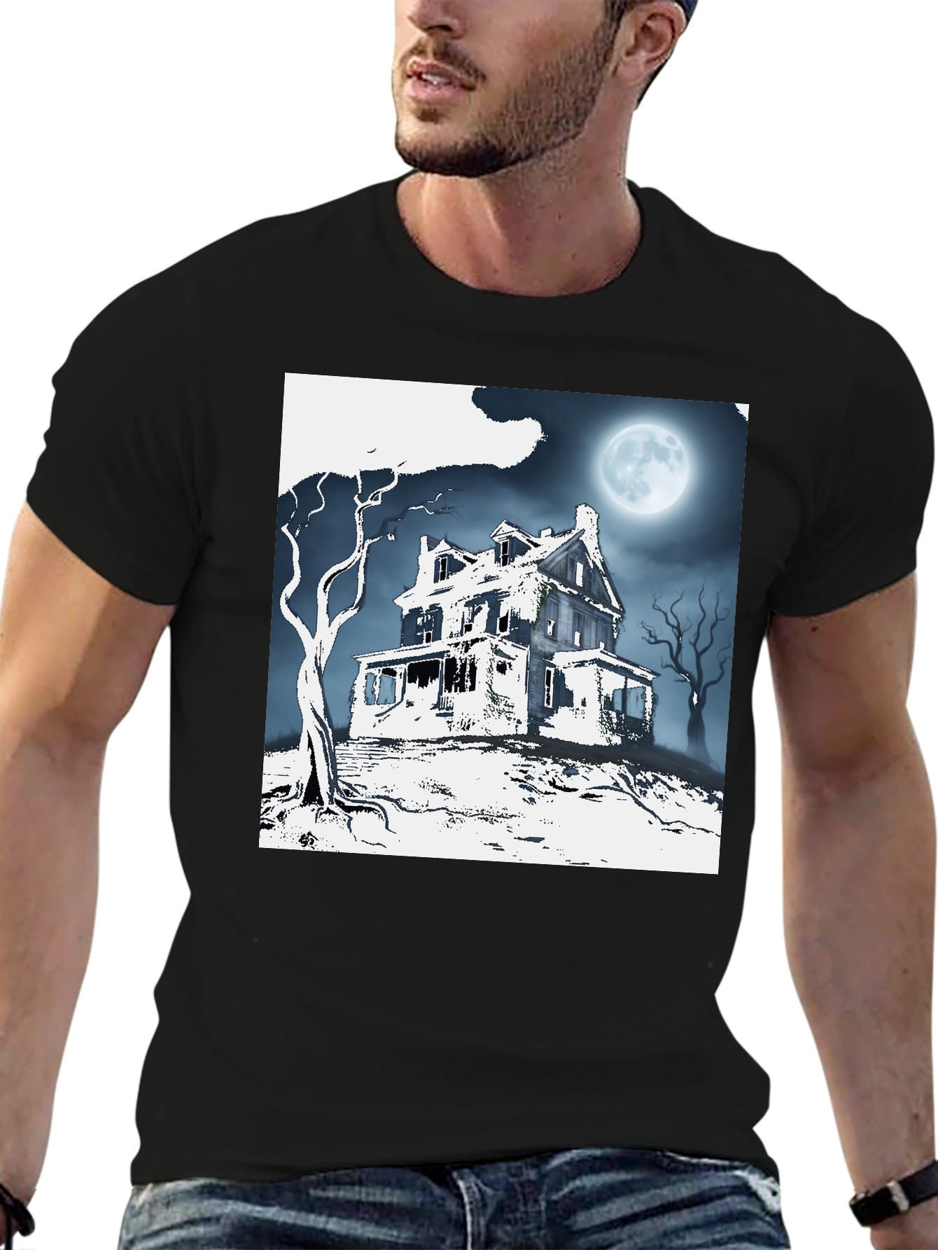 Spooky Haunted House Graphic Tee