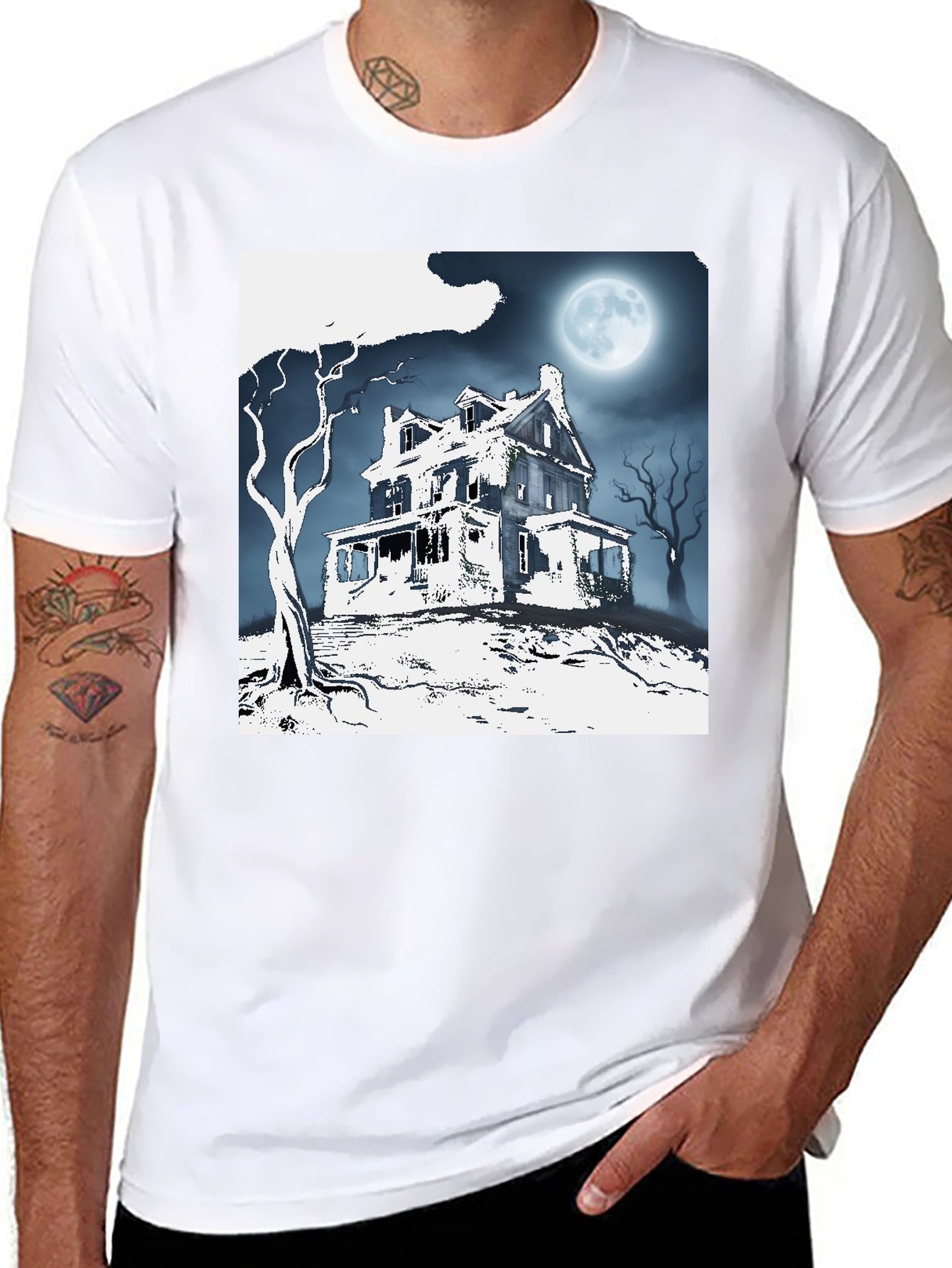 Spooky Haunted House Graphic Tee