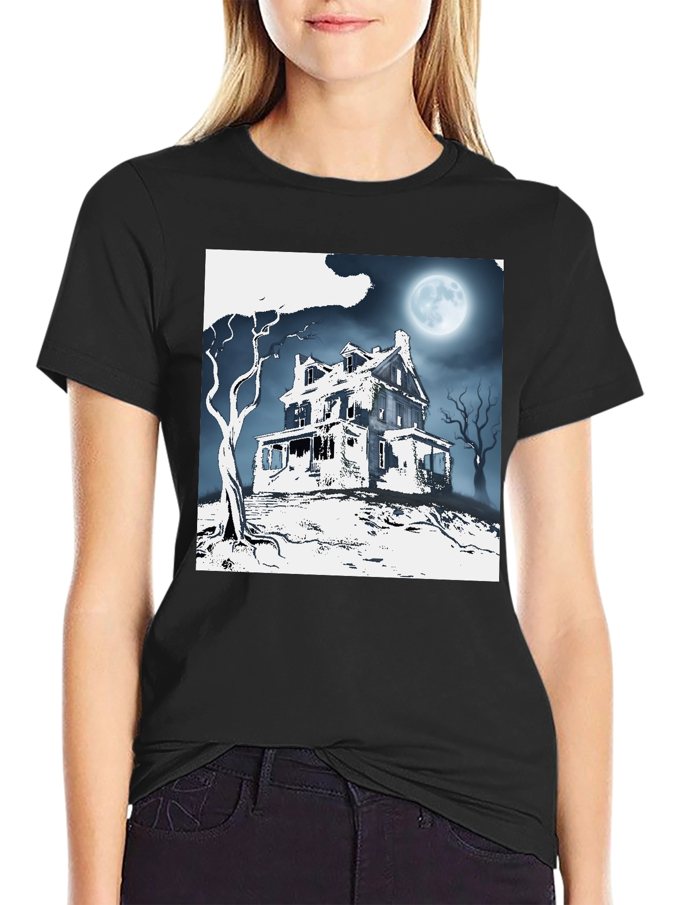 Spooky Haunted House Graphic Tee
