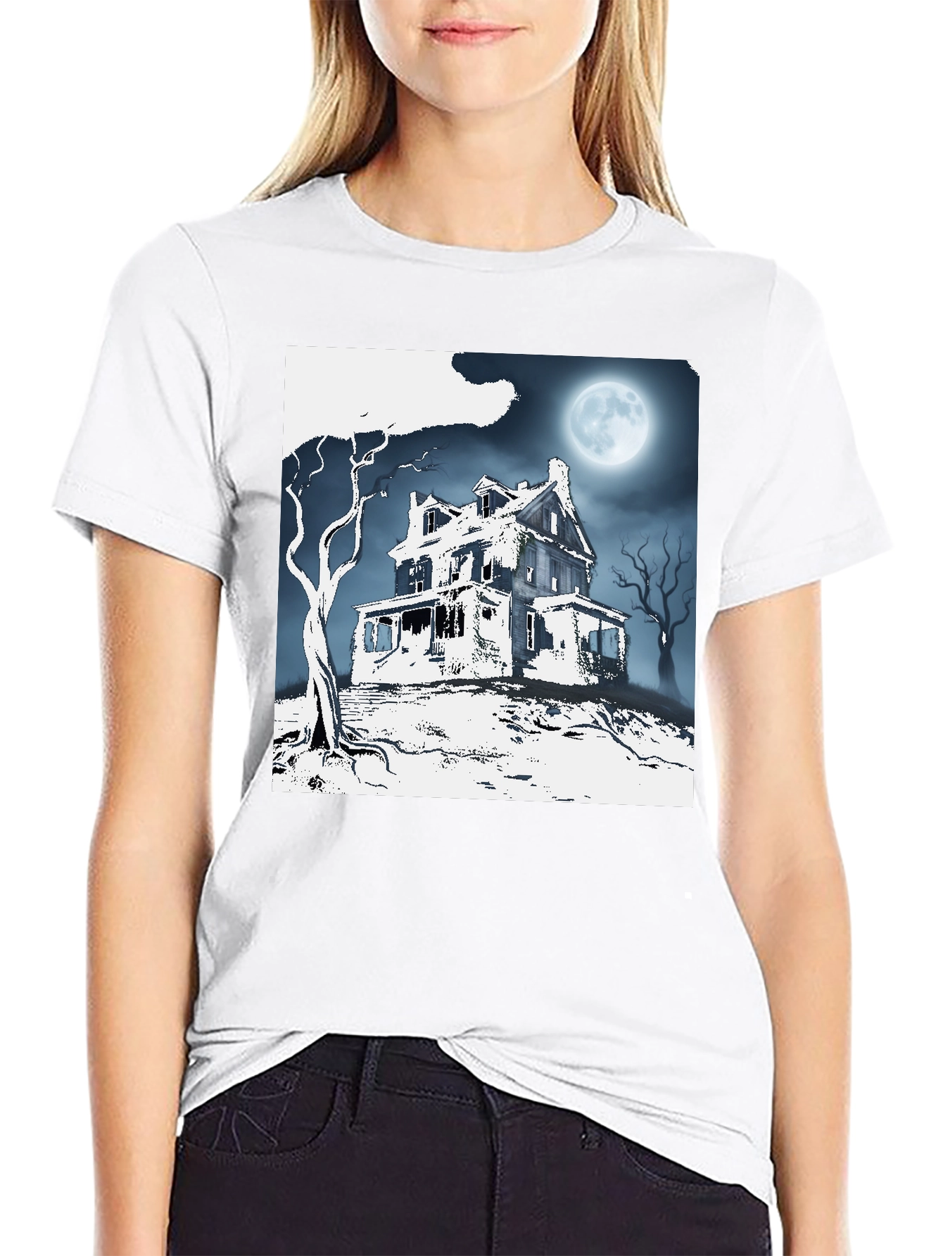 Spooky Haunted House Graphic Tee