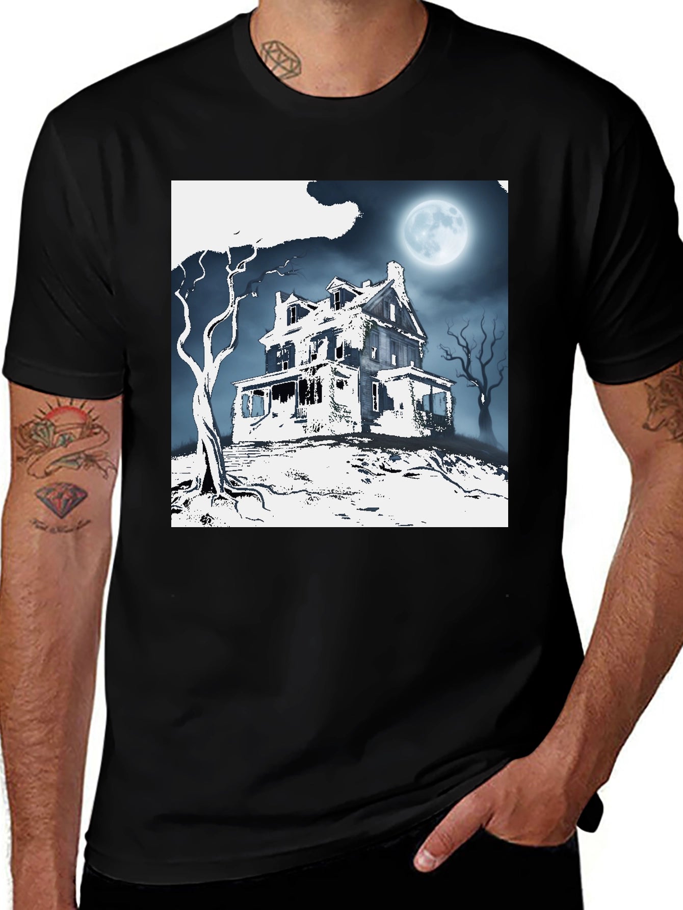 Spooky Haunted House Graphic Tee