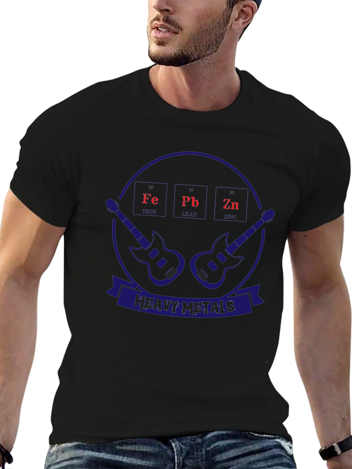 Heavy Metals T-Shirt Periodic Table Guitar Design