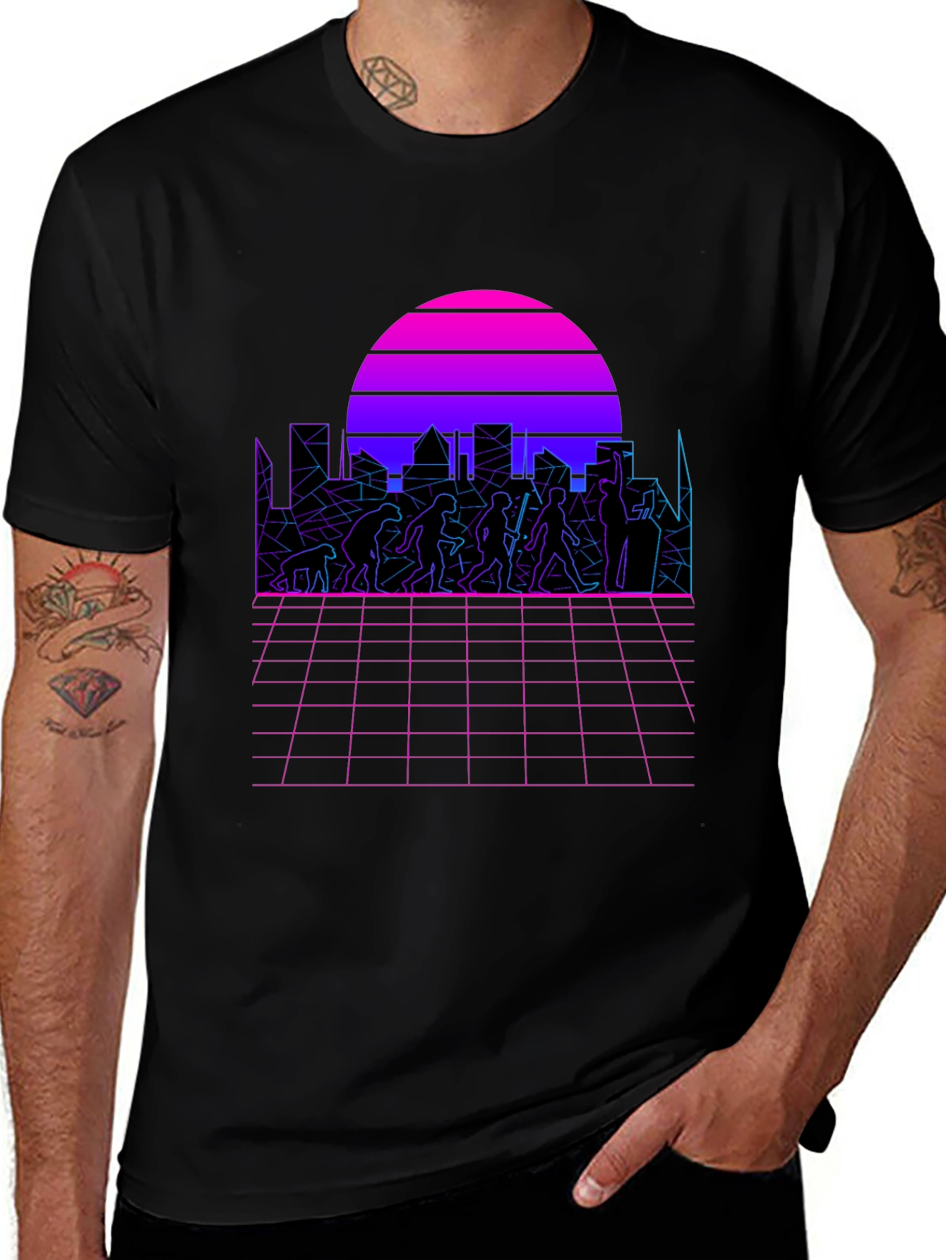Retro Evolution T-Shirt - Synthwave Design