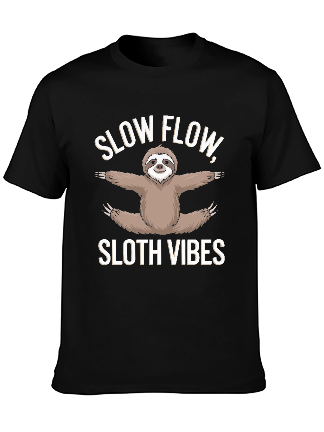 Slow Flow Sloth Vibes Black T-Shirt