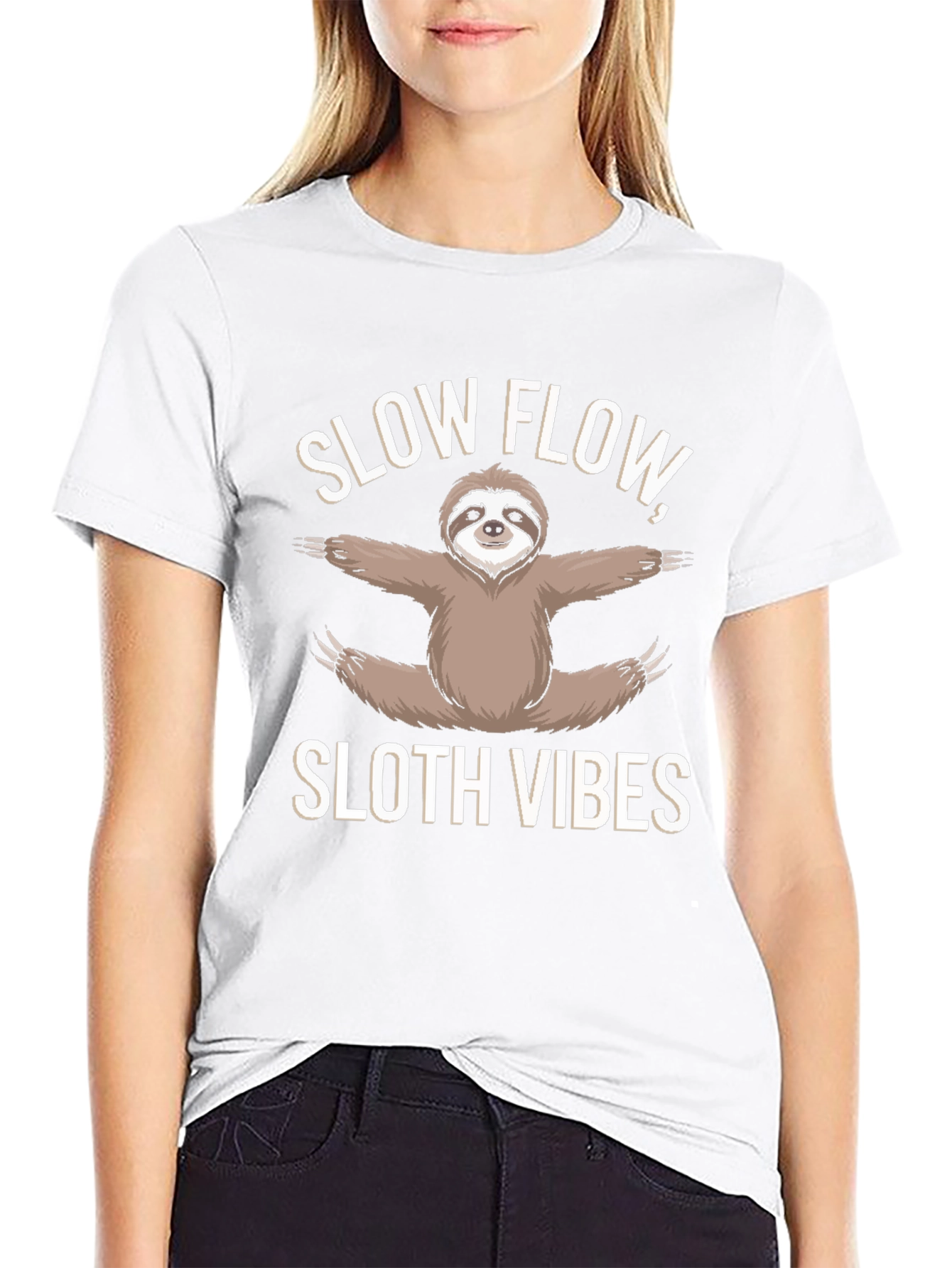 Slow Flow Sloth Vibes Black T-Shirt